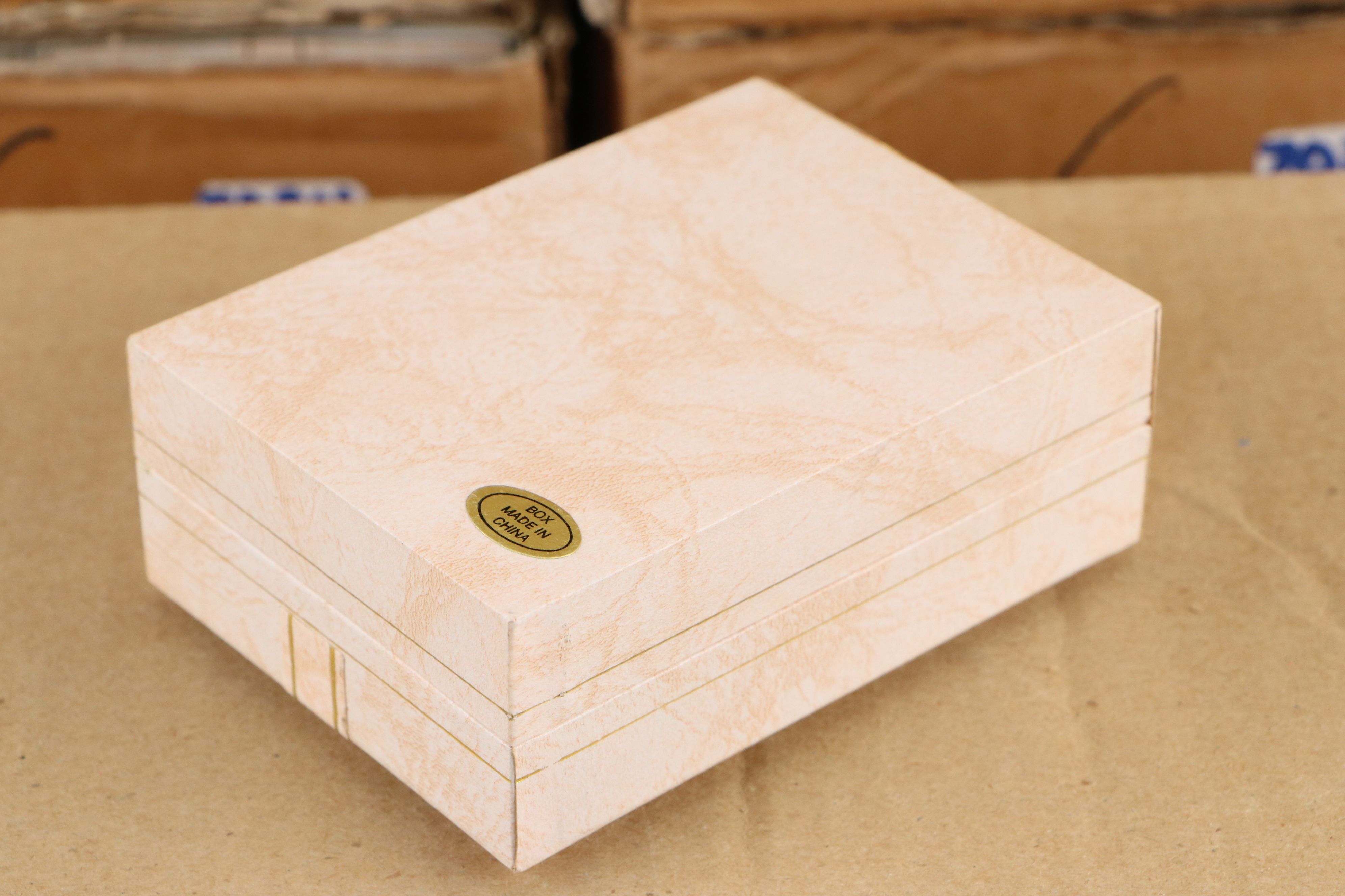 Marbled Pink Paper Covered Plastic Earring Holder Boxes