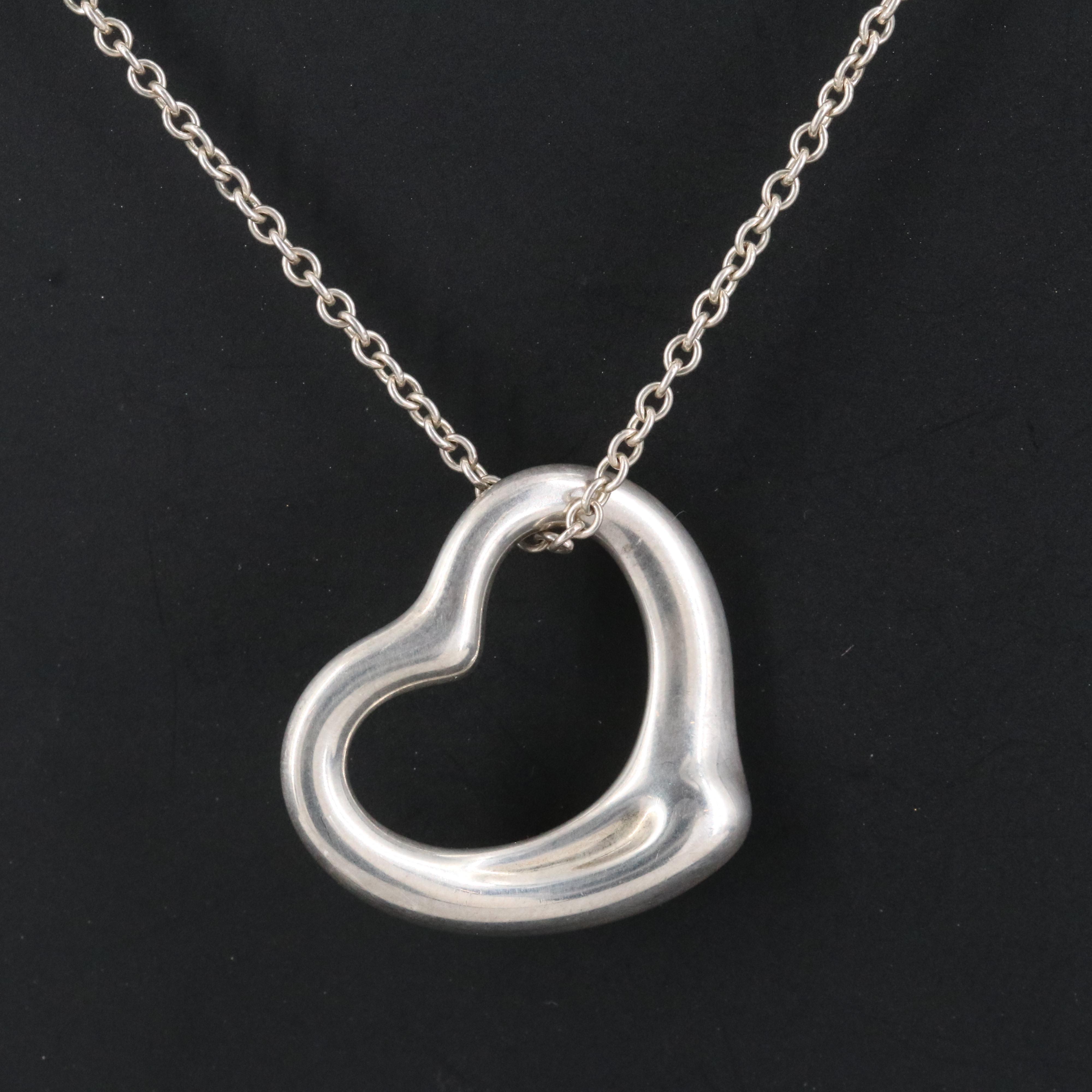 Elsa Peretti for Tiffany & Co. Open Heart Sterling Pendant Necklace