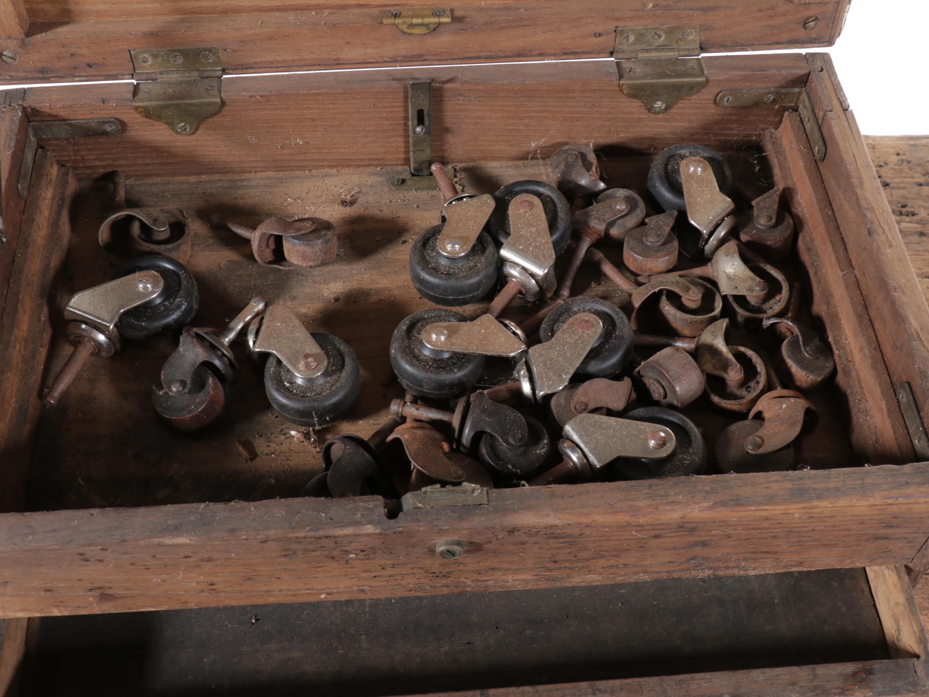 Industrial Wood and Metal Cart with C. E. Jennings & Co. Tool Storage Chest