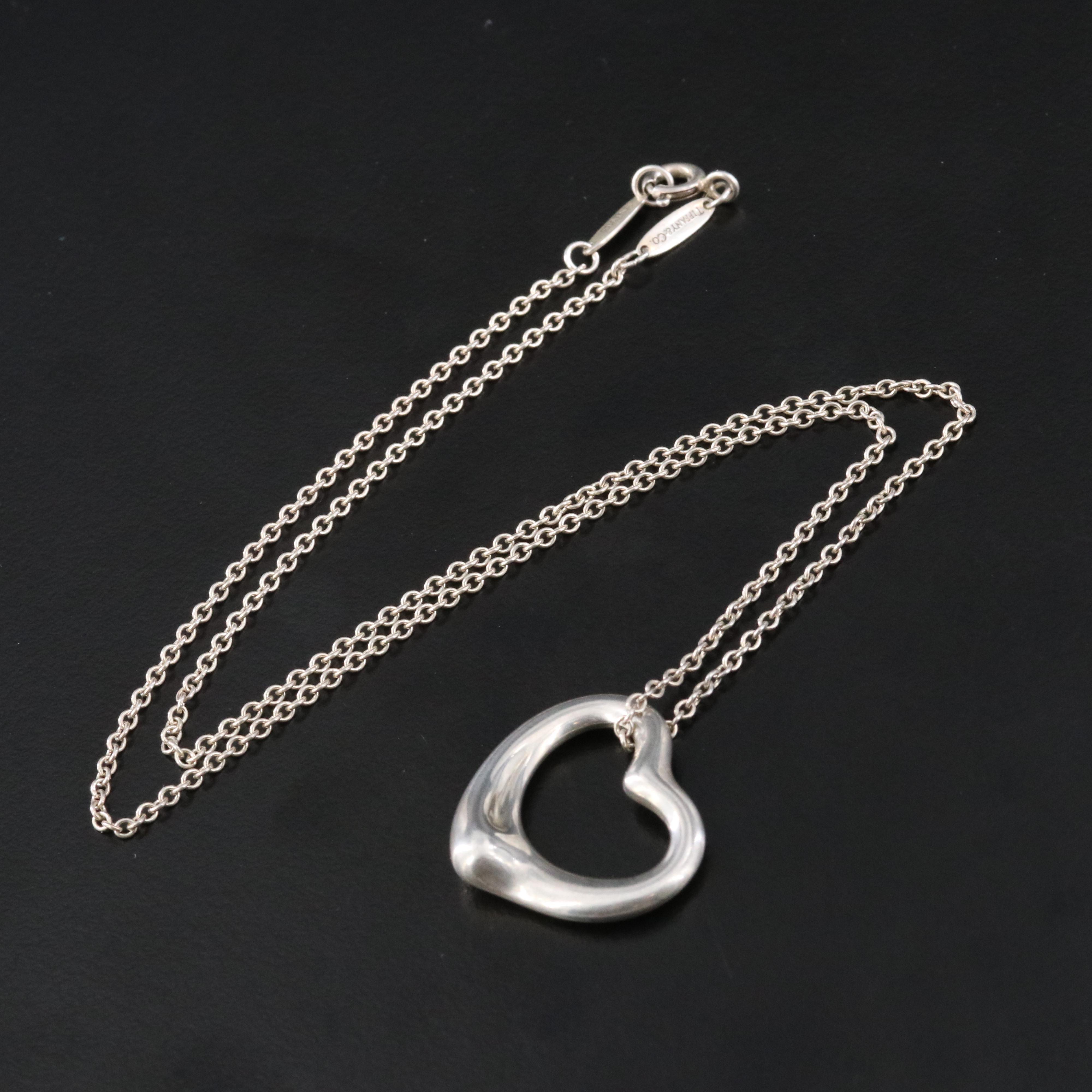 Elsa Peretti for Tiffany & Co. Open Heart Sterling Pendant Necklace