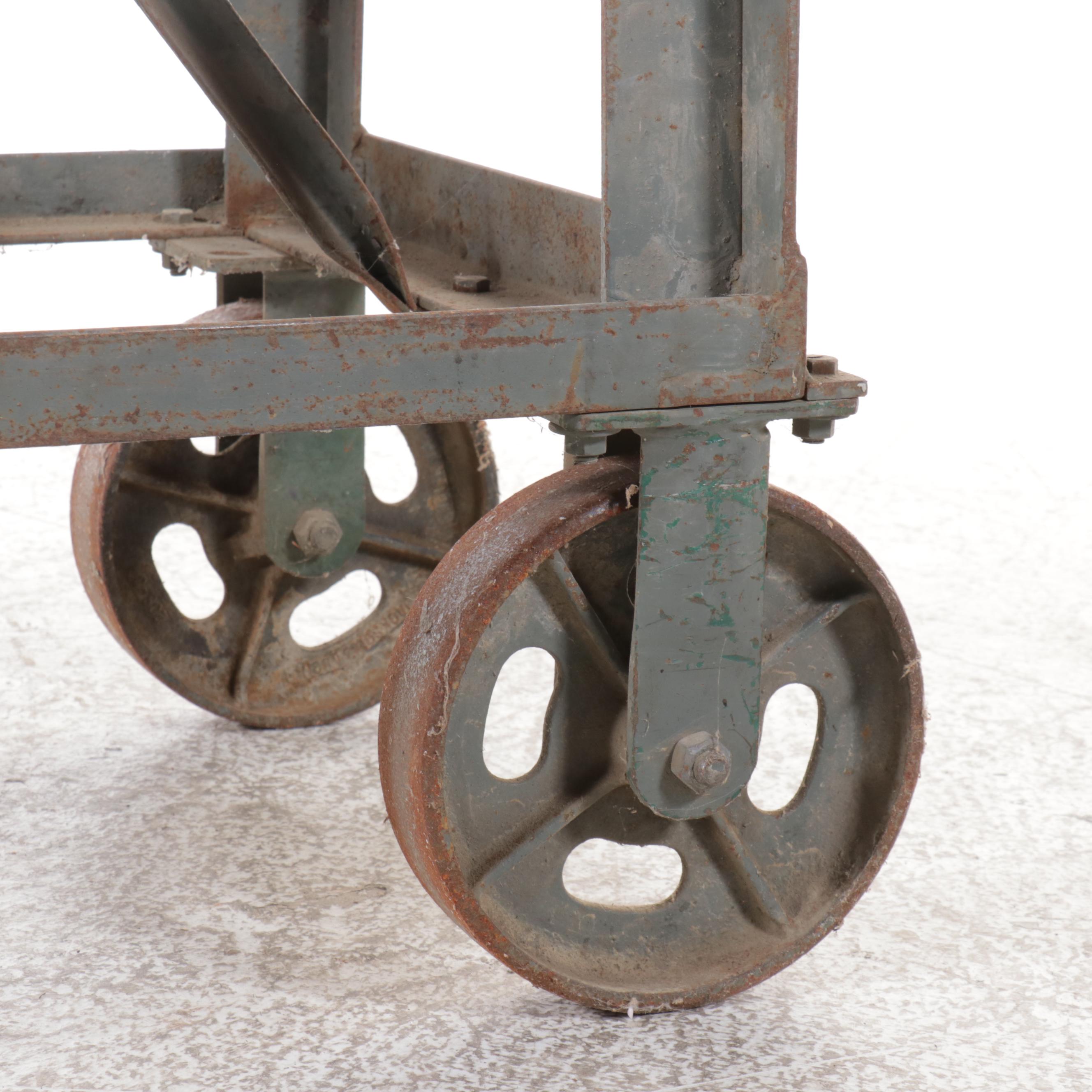 Industrial Wood and Metal Cart with C. E. Jennings & Co. Tool Storage Chest