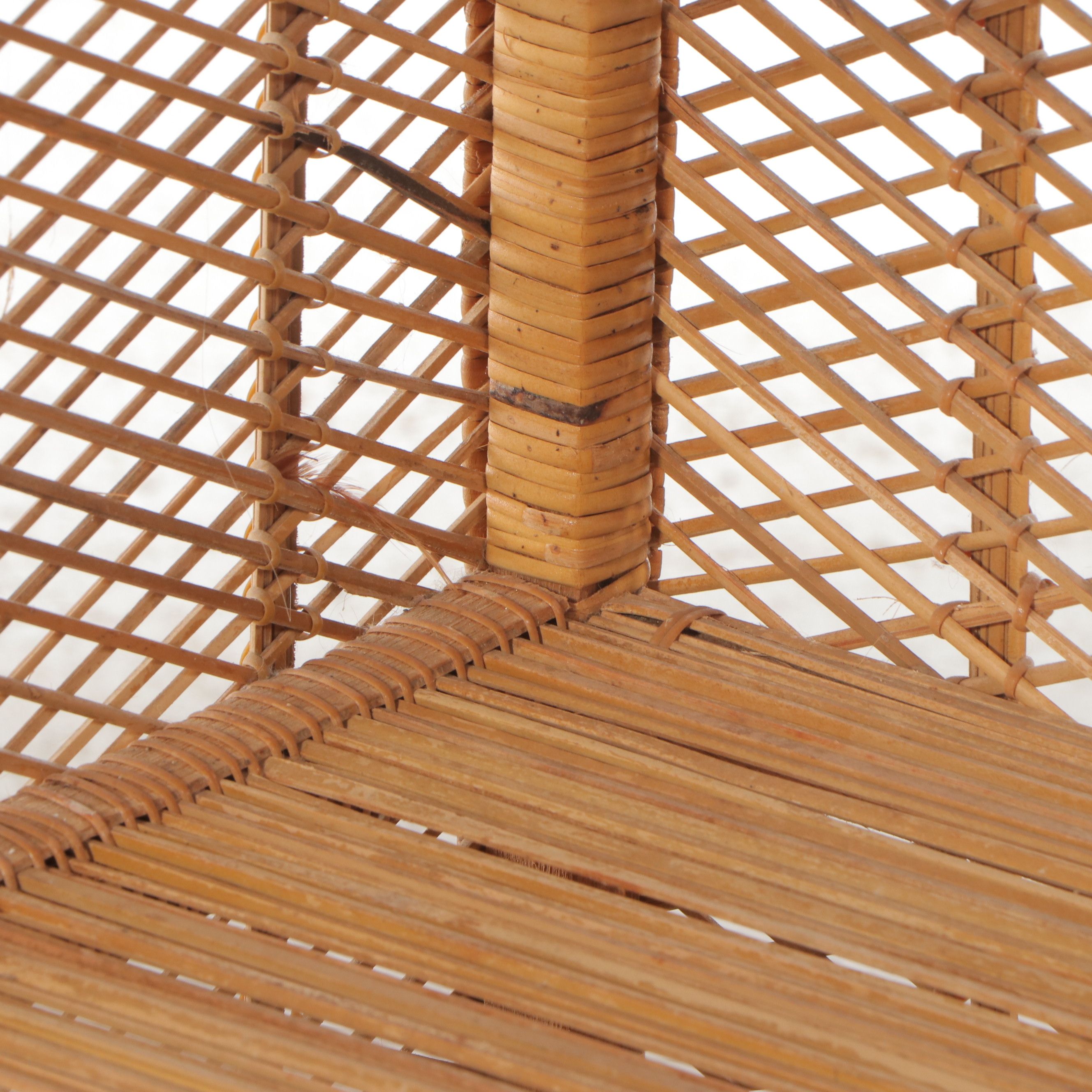 Bamboo and Rattan Cabinet with Two-Tone Wicker Baskets