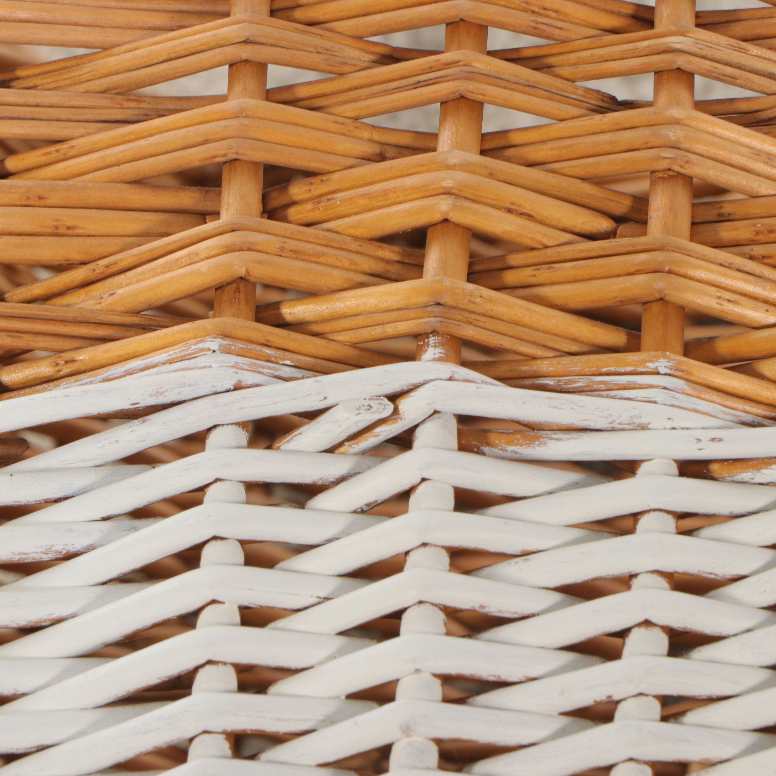 Bamboo and Rattan Cabinet with Two-Tone Wicker Baskets
