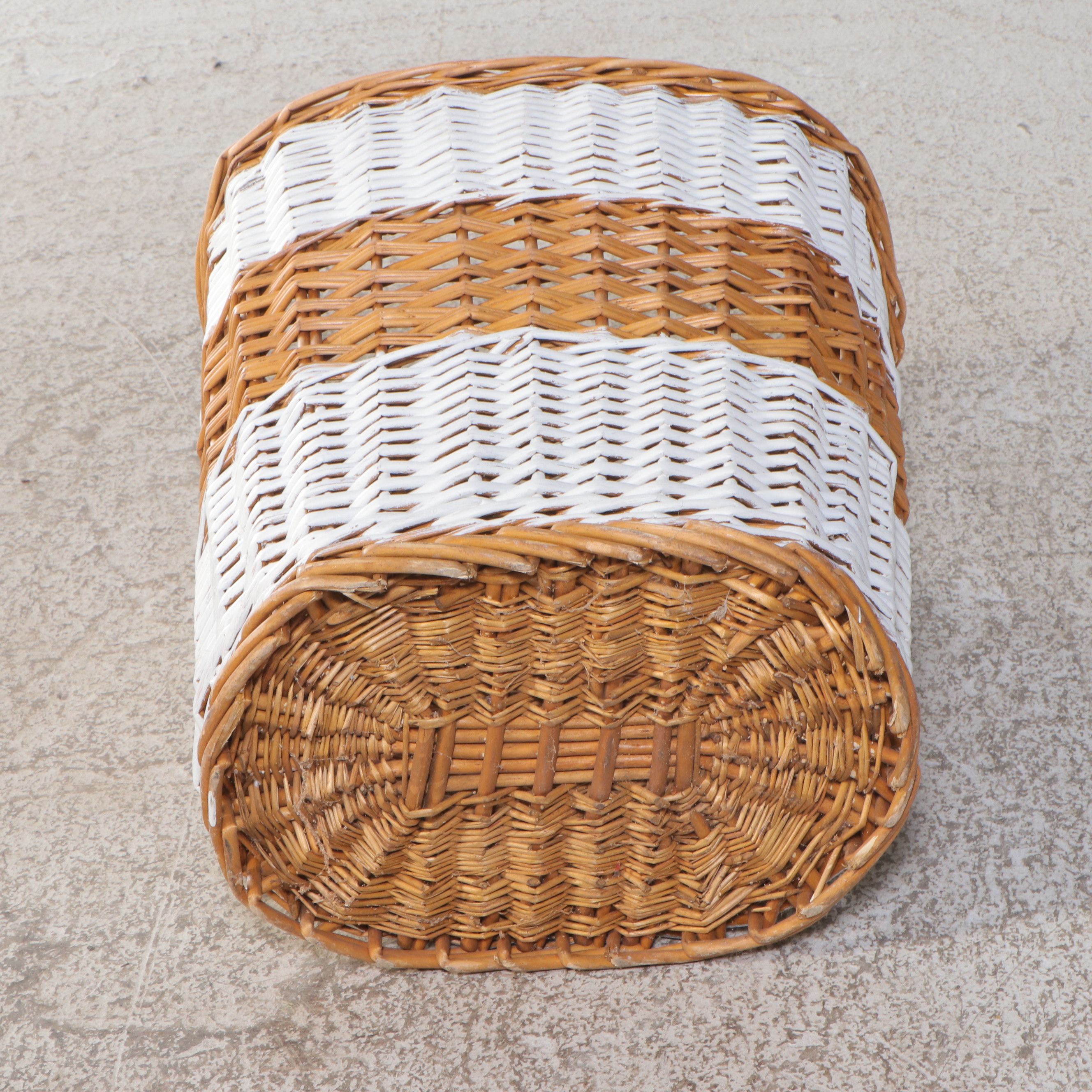 Bamboo and Rattan Cabinet with Two-Tone Wicker Baskets