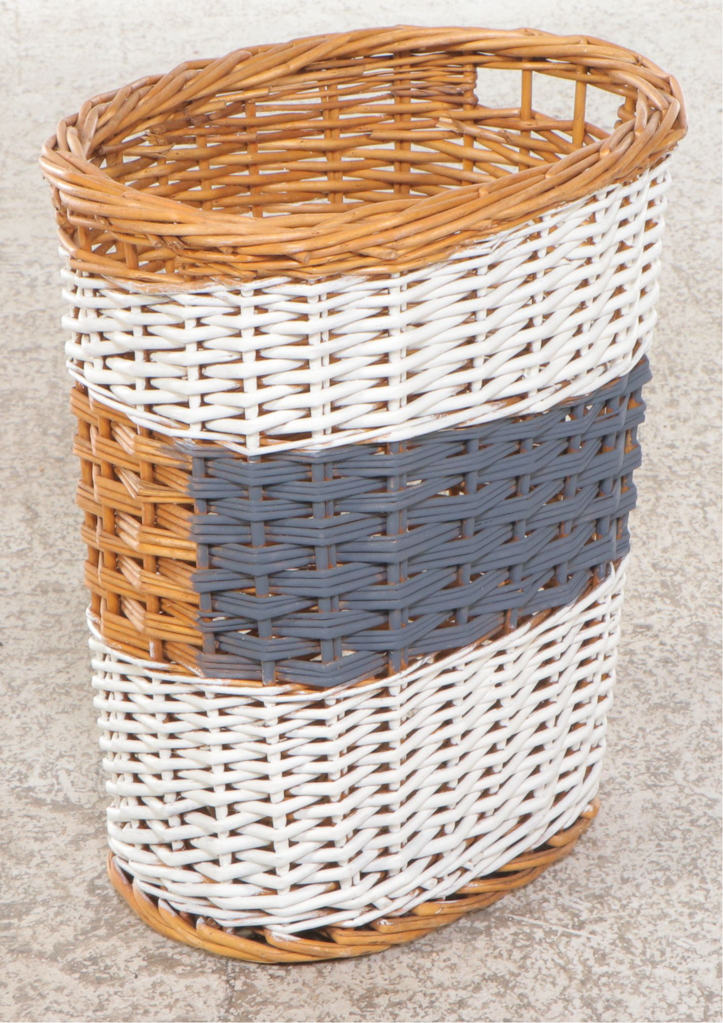 Bamboo and Rattan Cabinet with Two-Tone Wicker Baskets