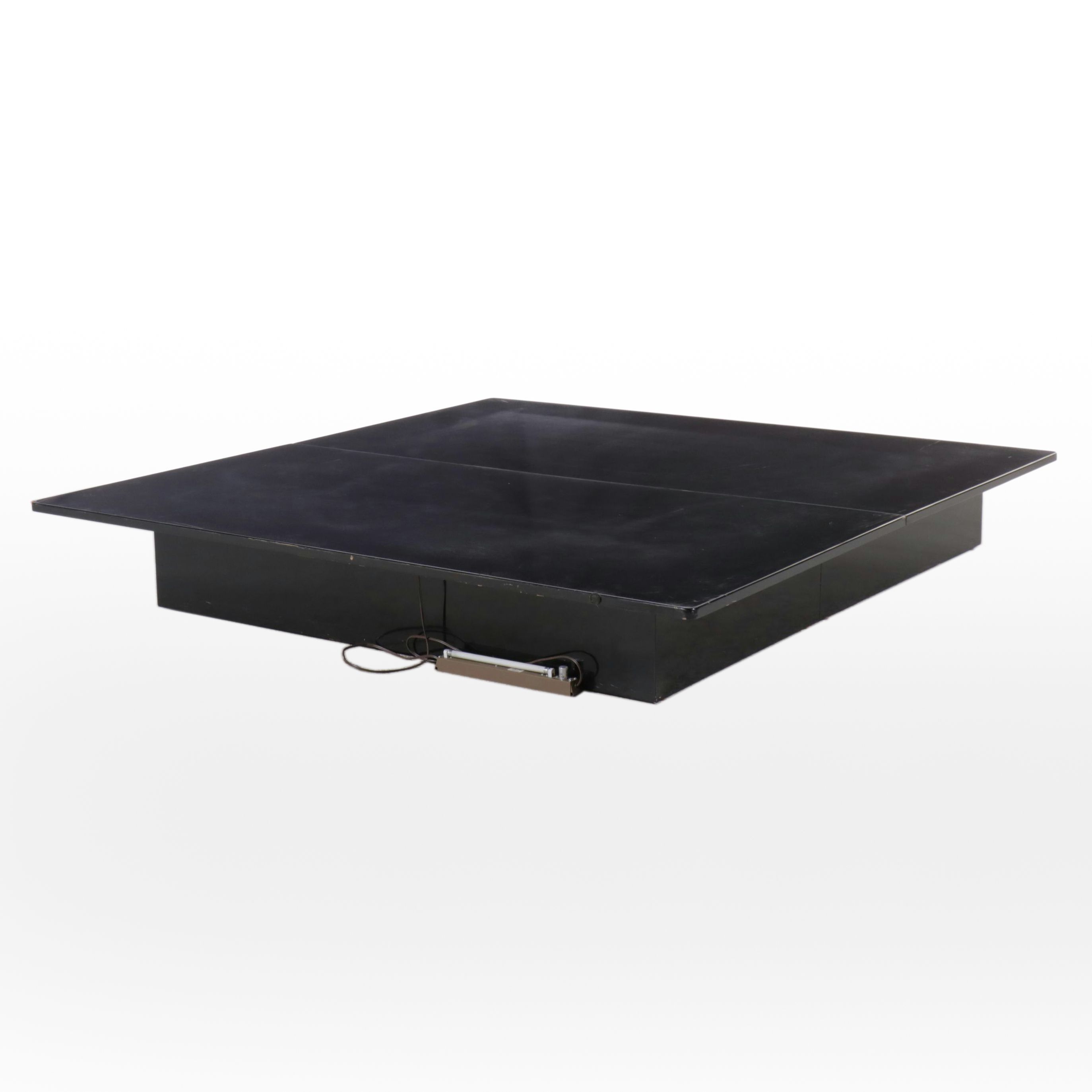 Modernist Black Lacquered King Size Platform Bed with Illumination, Late 20th C.