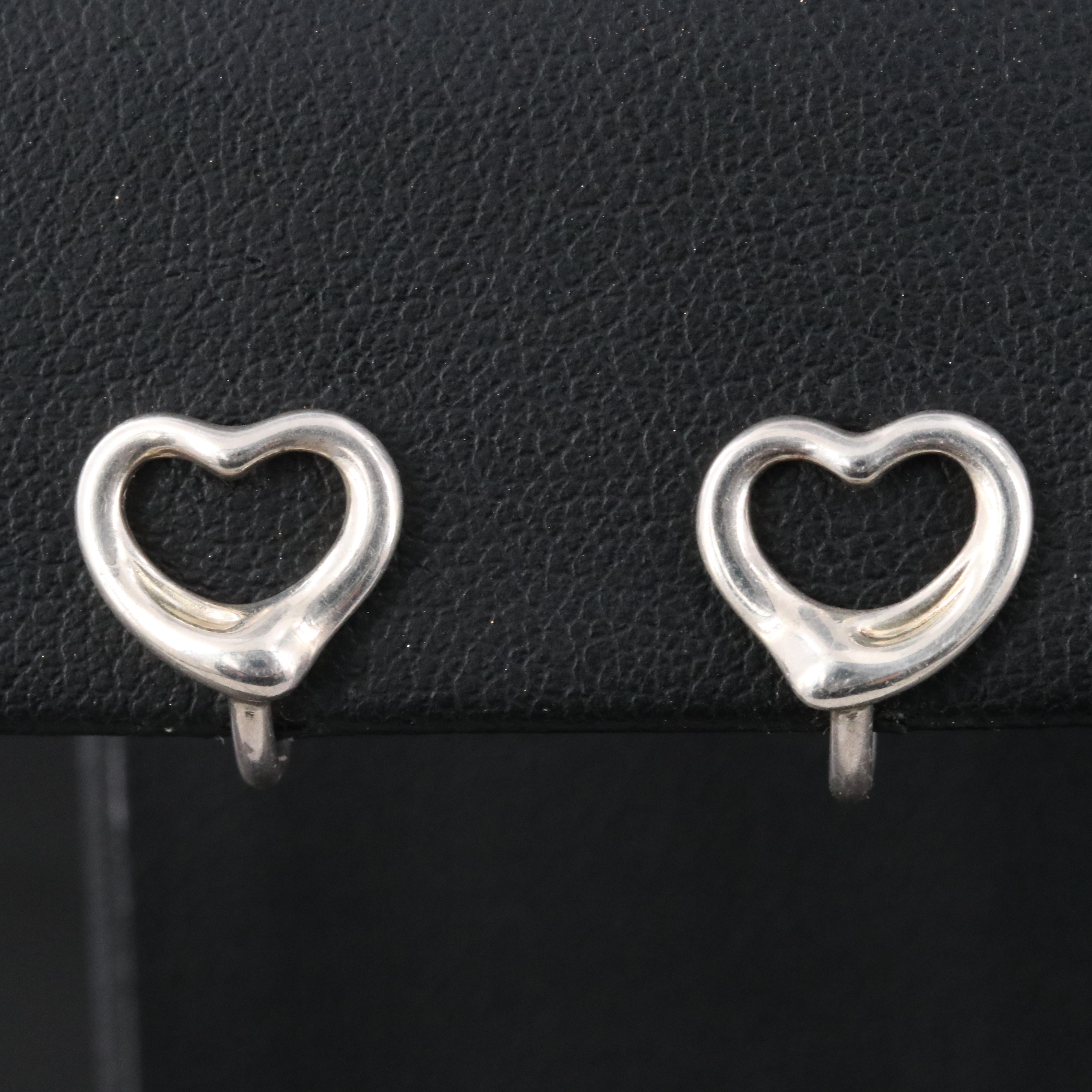 Elsa Peretti for Tiffany & Co. Open Heart Sterling Screw Back Earrings