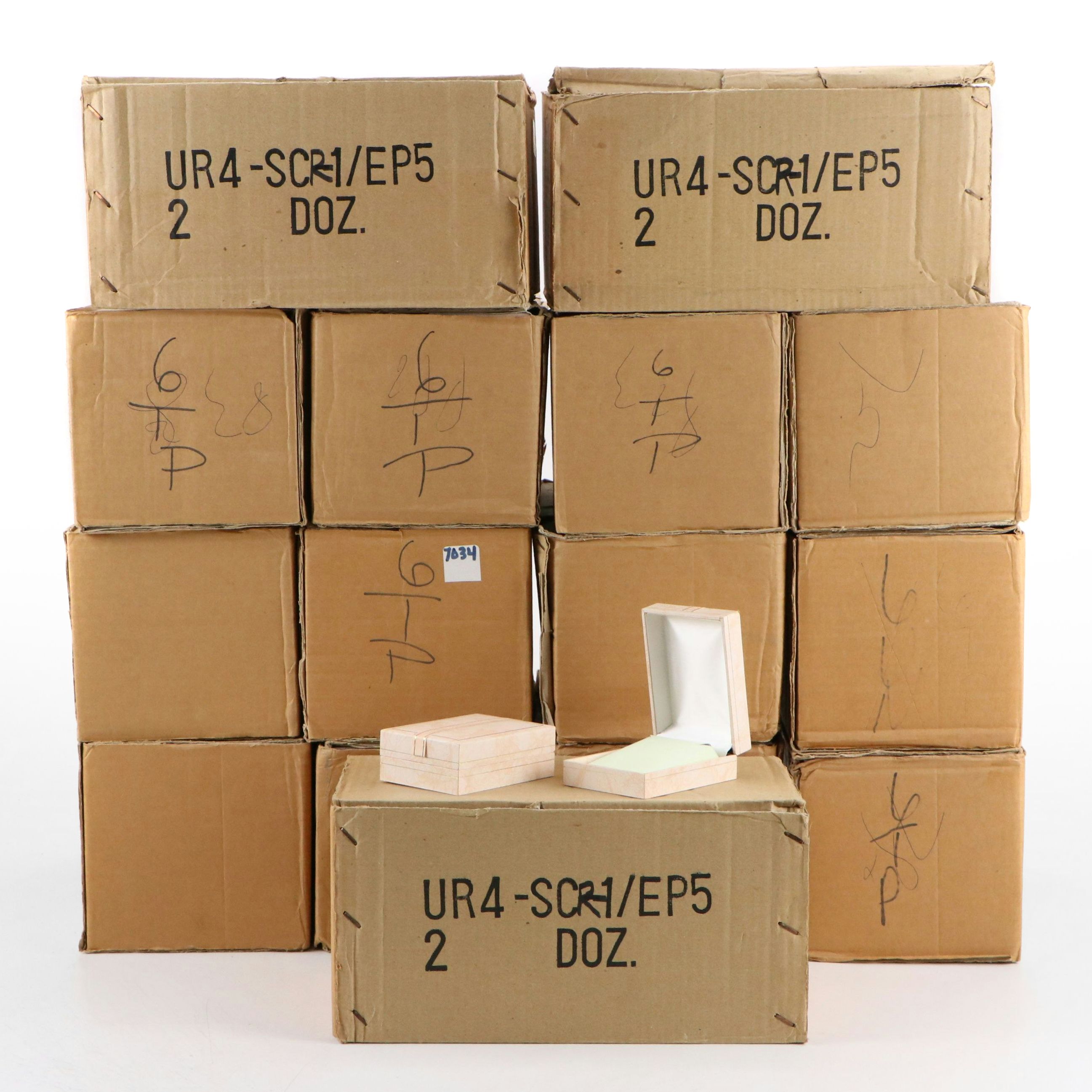 Marbled Pink Paper Covered Plastic Earring Holder Boxes