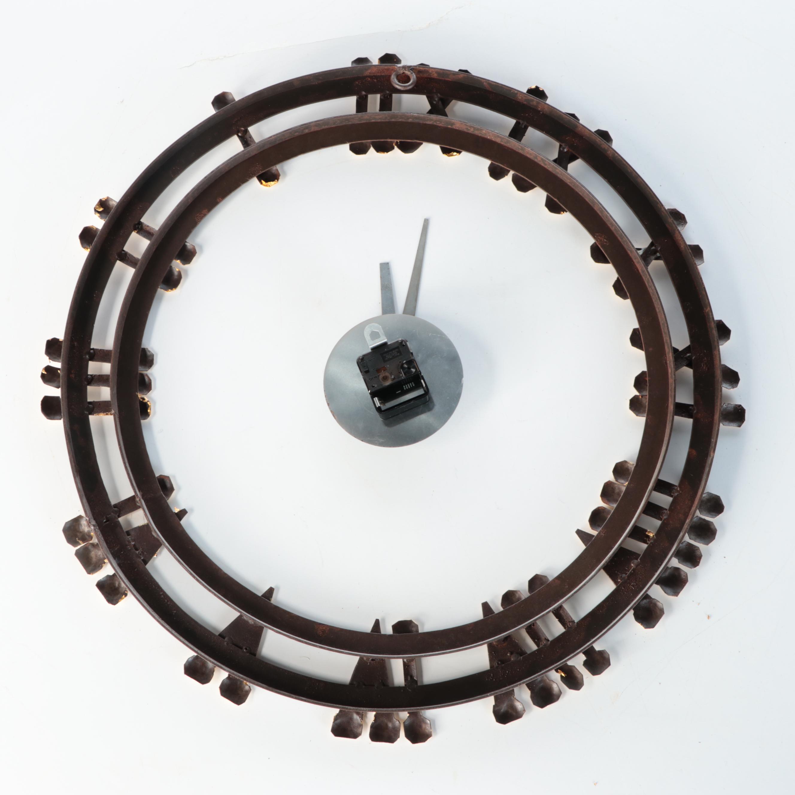 Neiman Marcus Brutalist Style Roman Numeral Metal Wall Clock