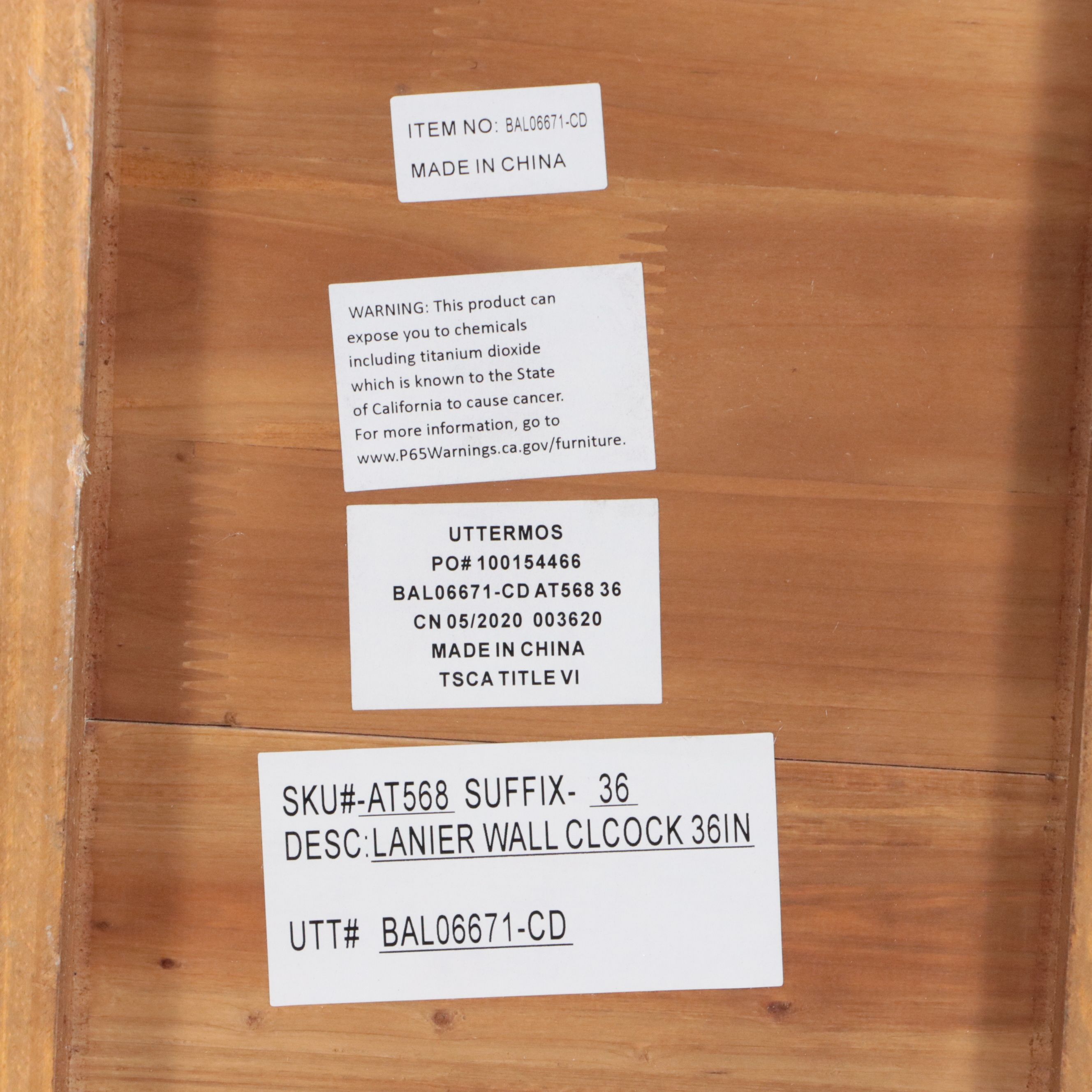 36" Ballard Designs "Lanier" Oversized Rustic Wood Wall Clock