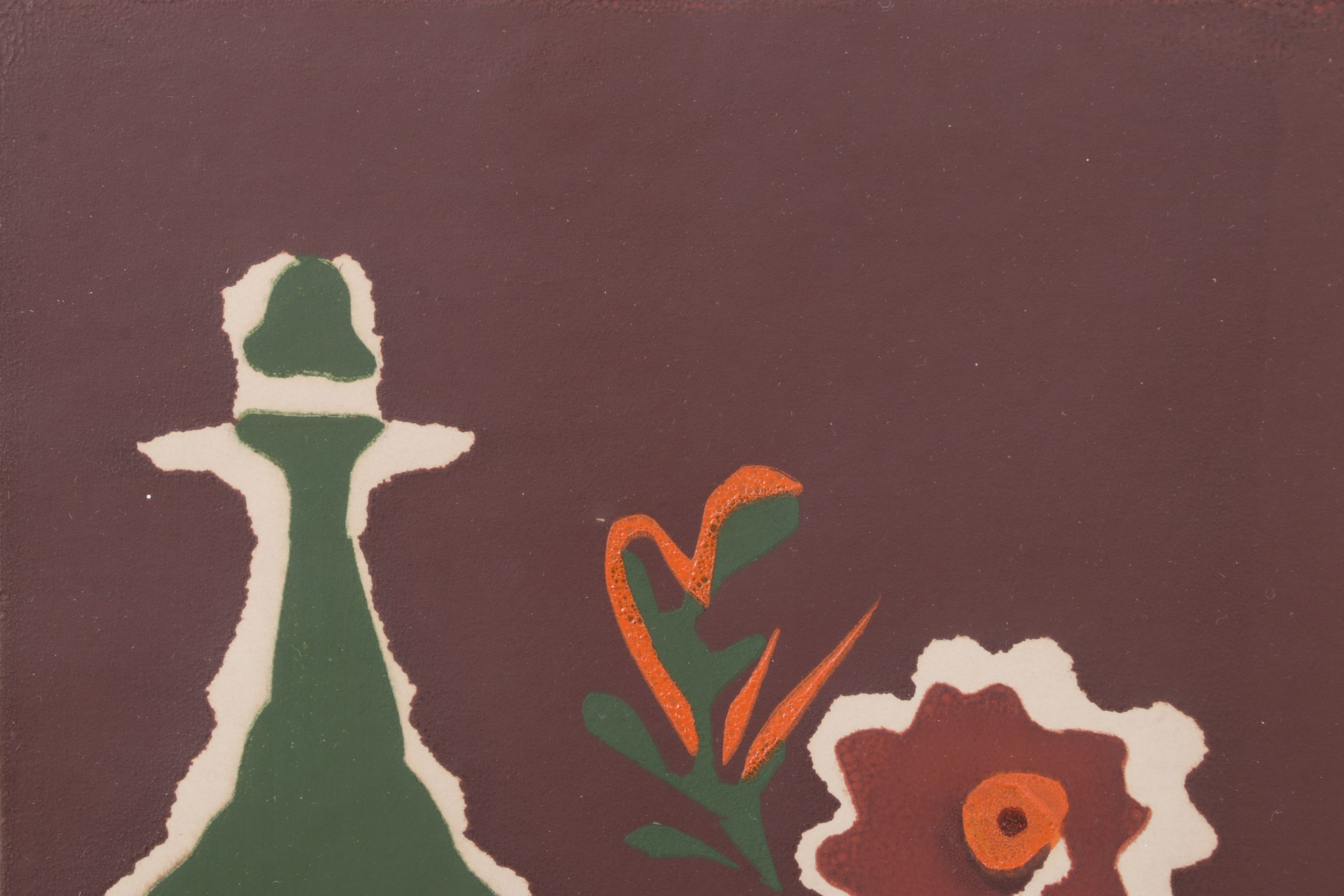 Miriam Woolfolk Silhouette Serigraph "Green Bottle", 1974