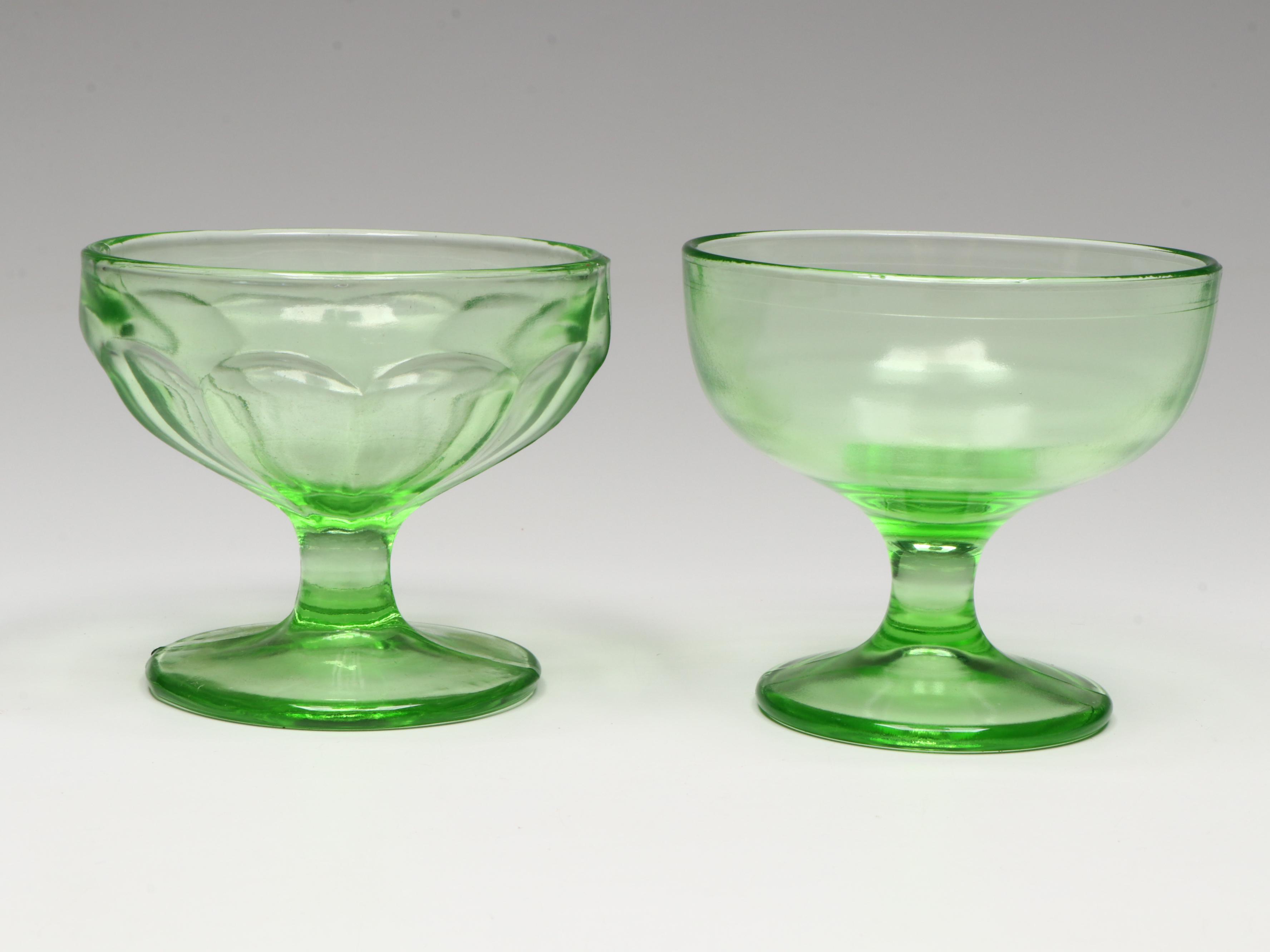 Uranium Glass Sherbet Glass Collection, Early to Mid-20th Century
