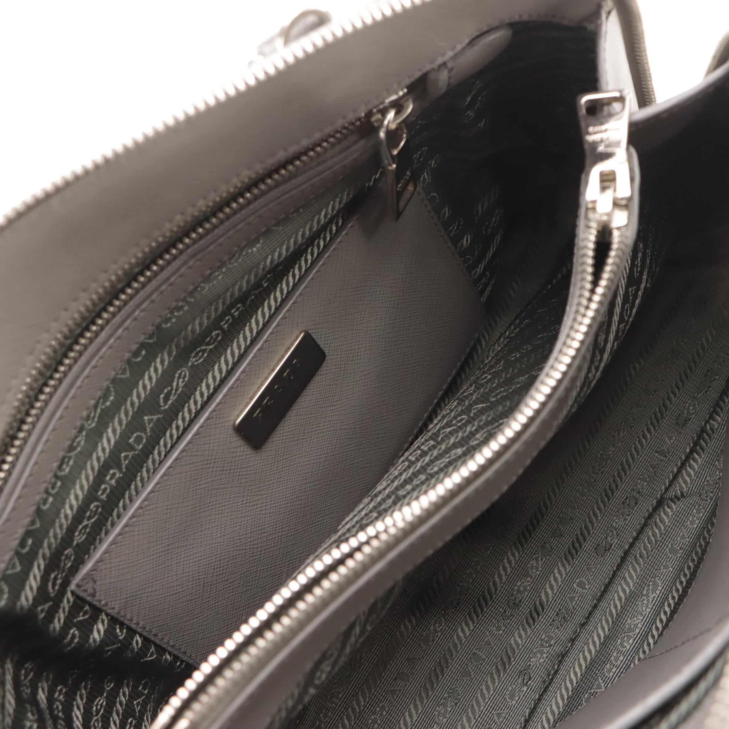 Prada Promenade Dome Two-Way Bag in Marmo Gray Saffiano Lux Leather