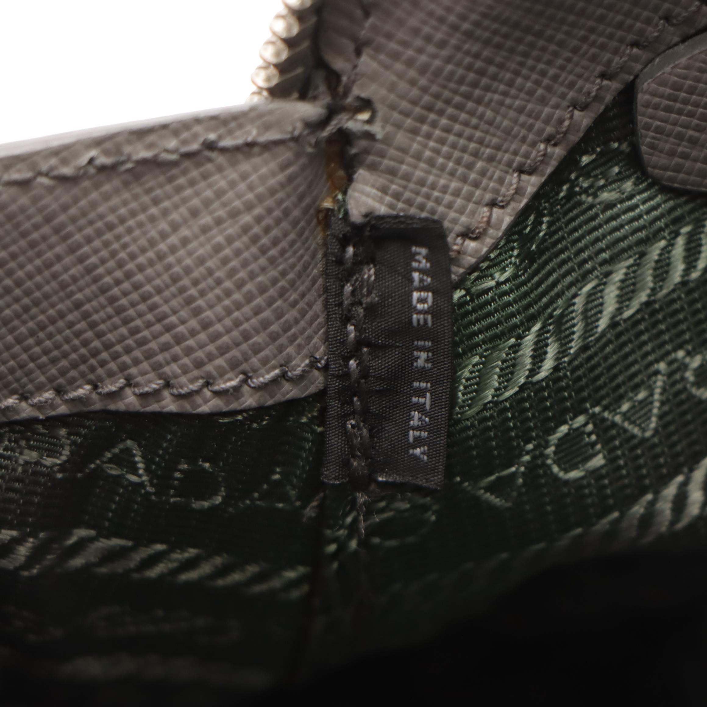 Prada Promenade Dome Two-Way Bag in Marmo Gray Saffiano Lux Leather