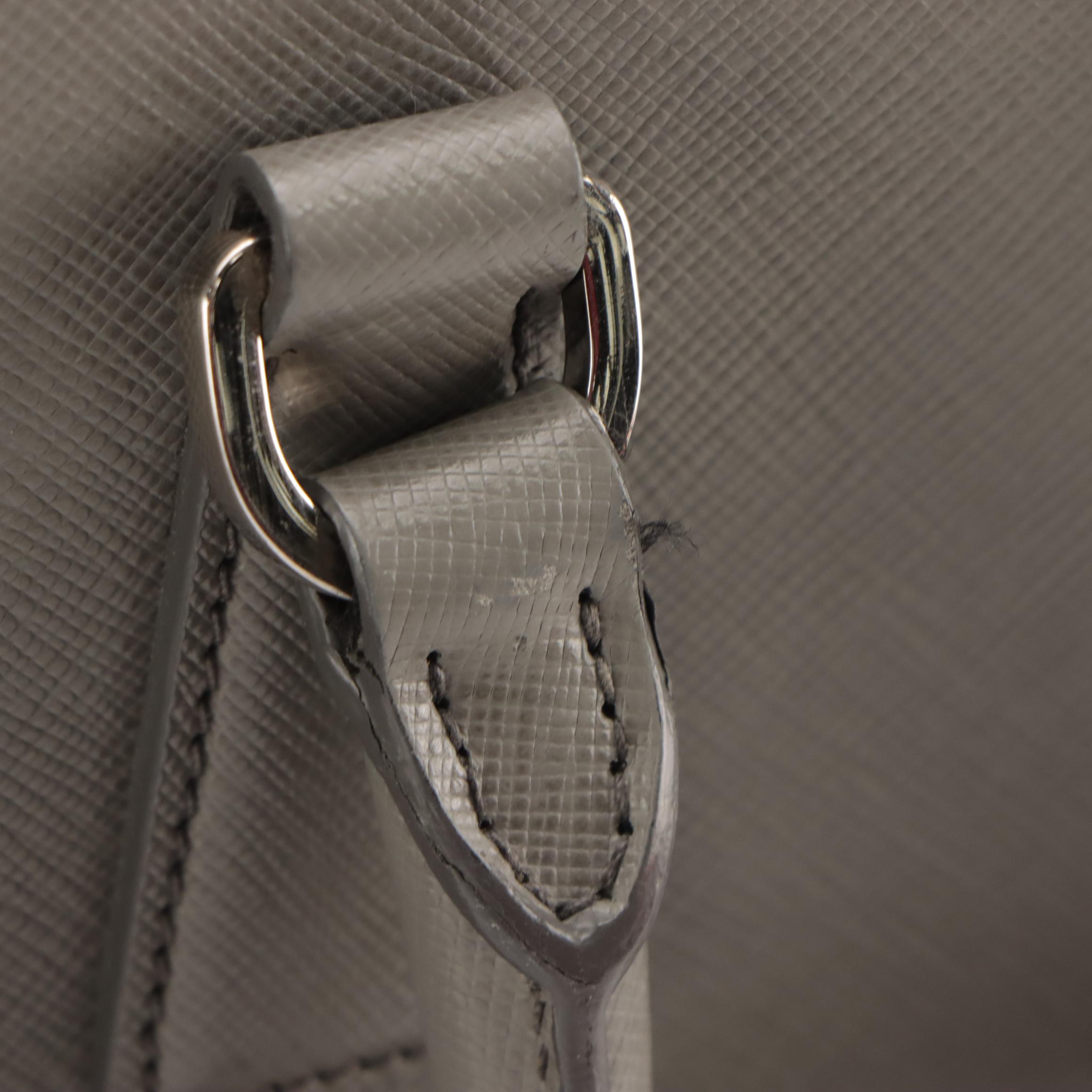 Prada Promenade Dome Two-Way Bag in Marmo Gray Saffiano Lux Leather