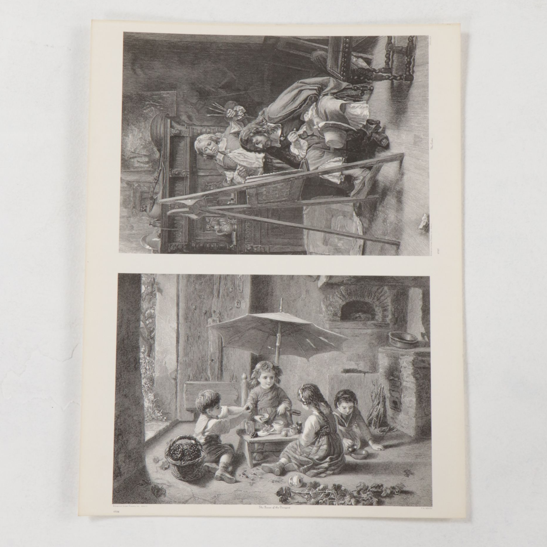 American Screen Process Uncut Lithographs "The Critic" & "Queen of the Vineyard"