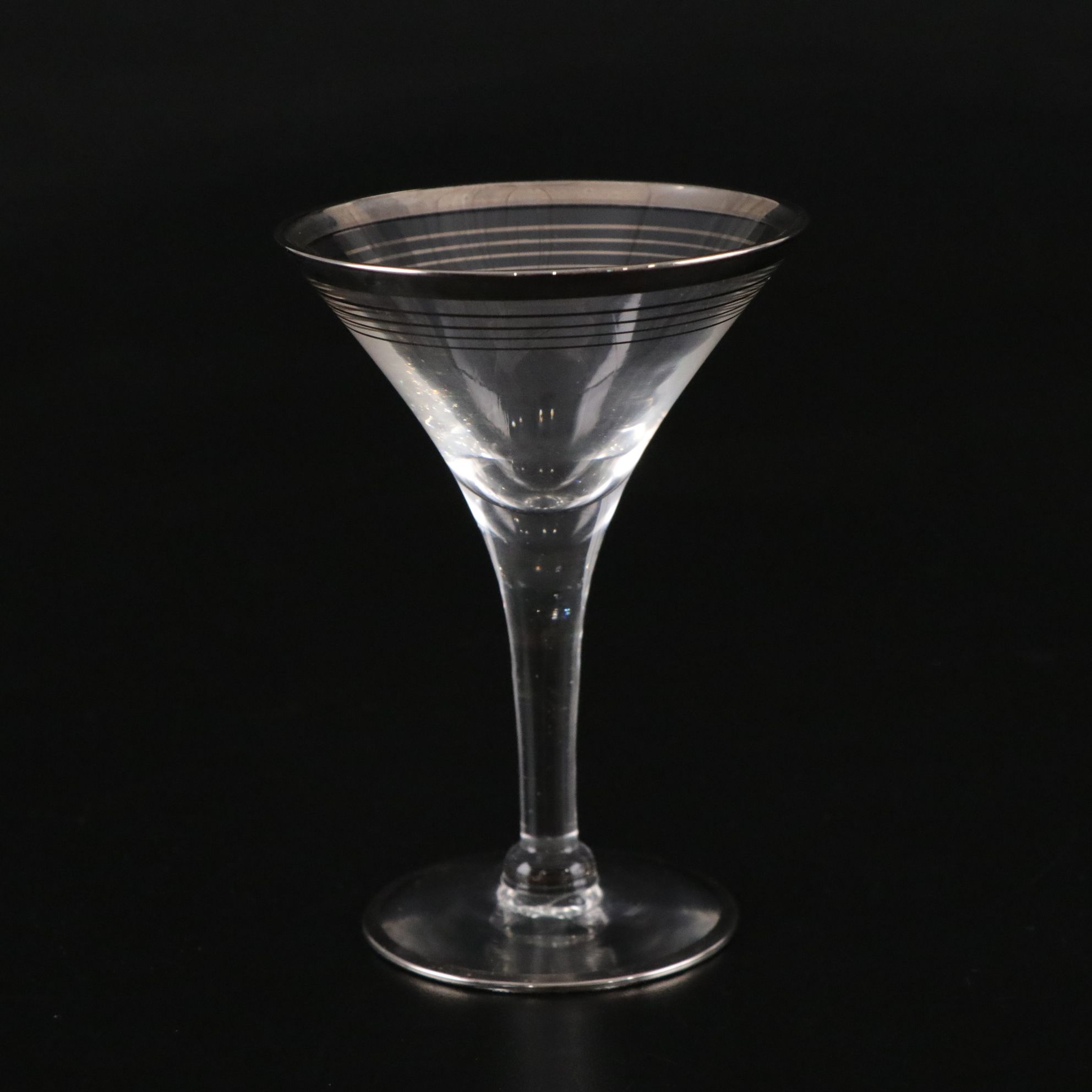 Silver Rimmed Martini Glasses & Fostoria Etched Relish Tray