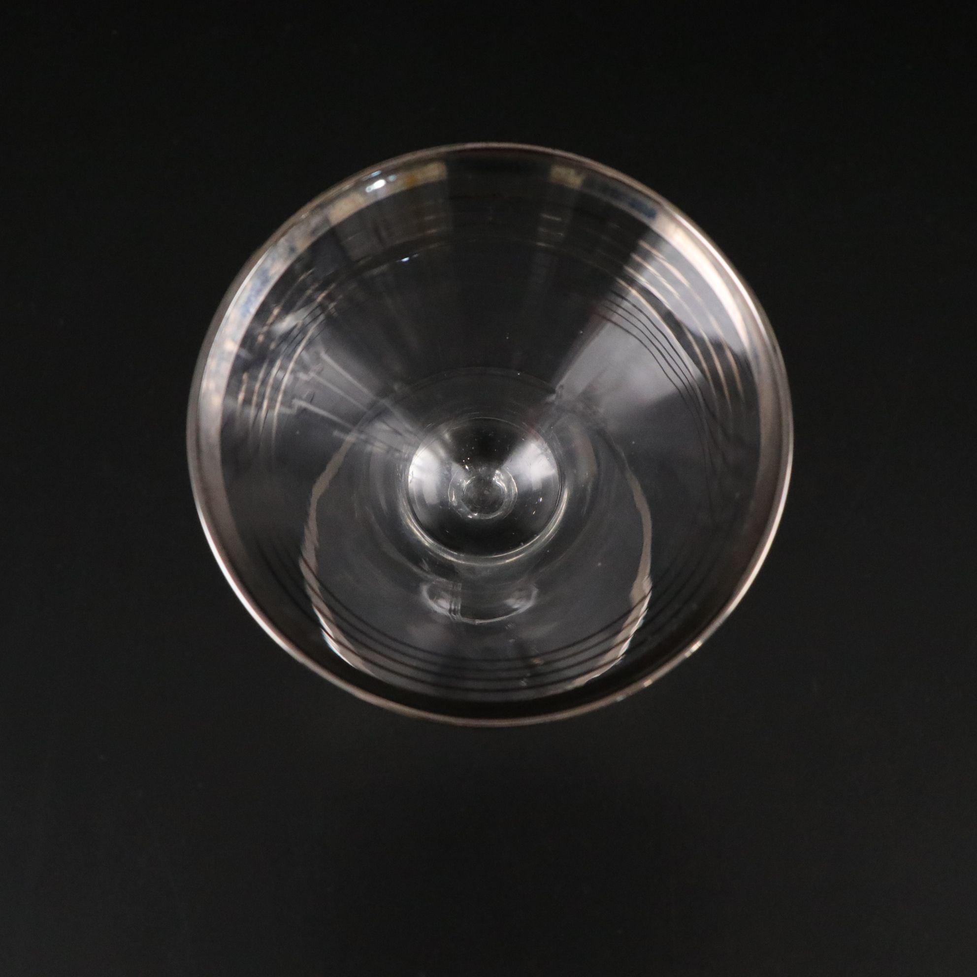 Silver Rimmed Martini Glasses & Fostoria Etched Relish Tray