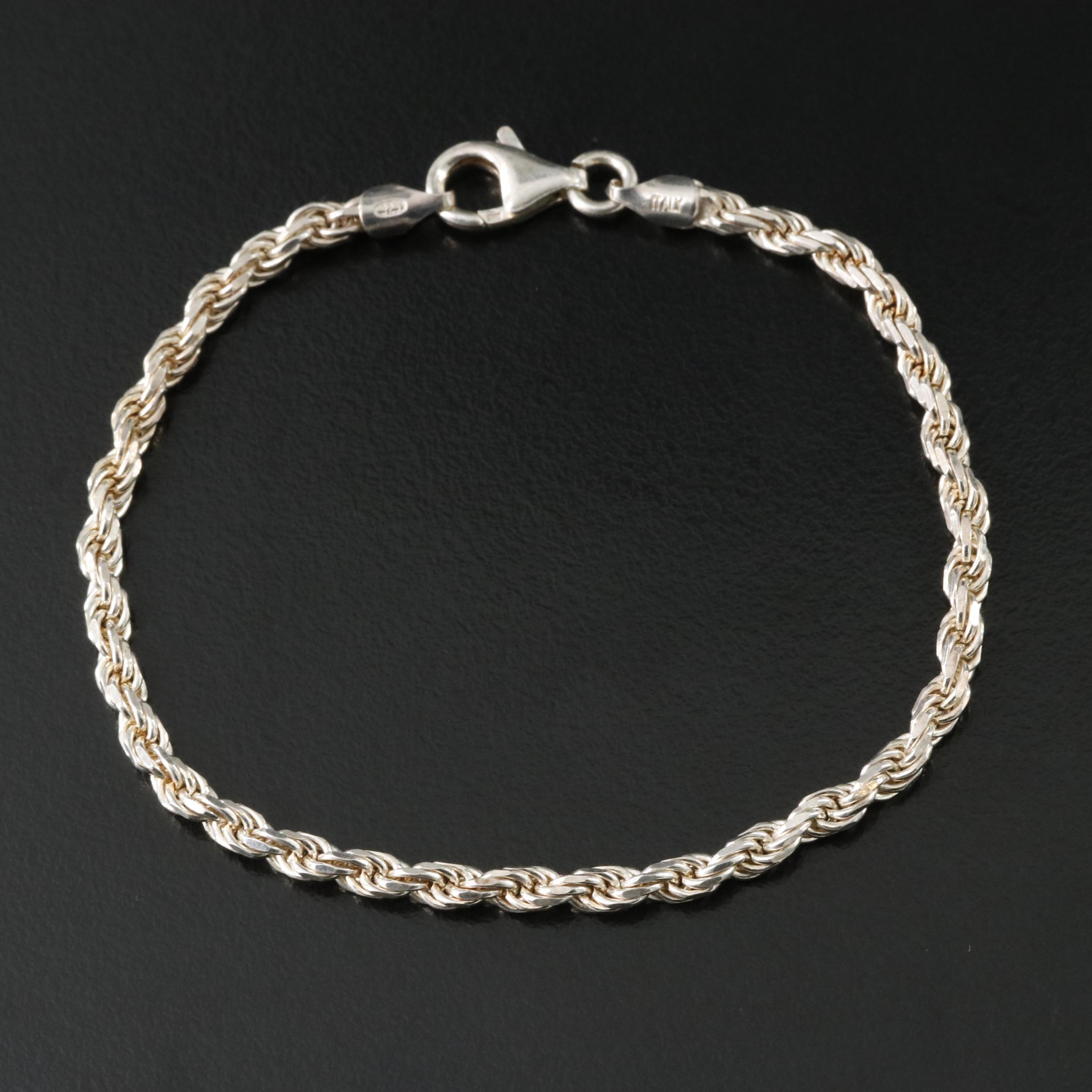 Sterling Rope Chain Bracelet