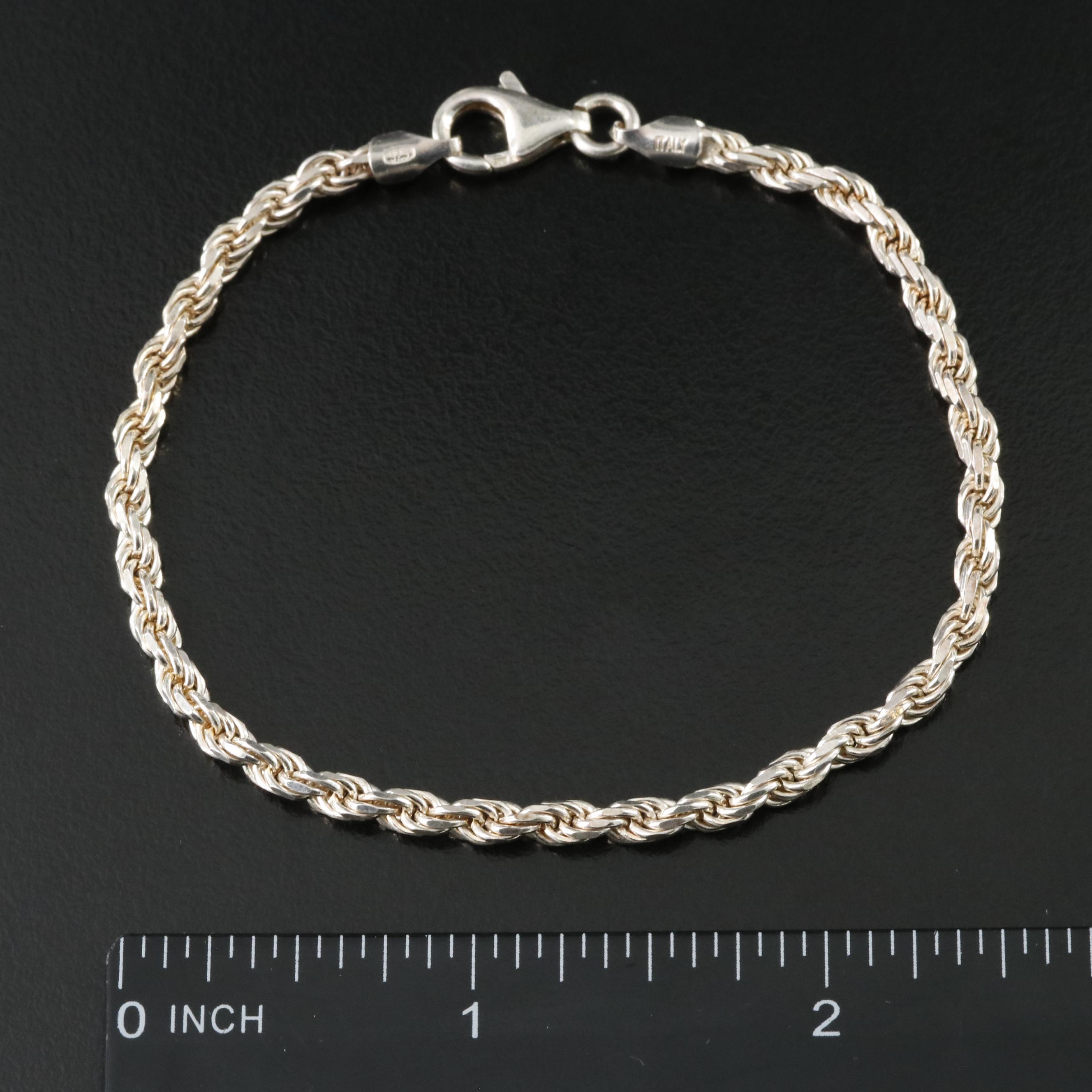 Sterling Rope Chain Bracelet
