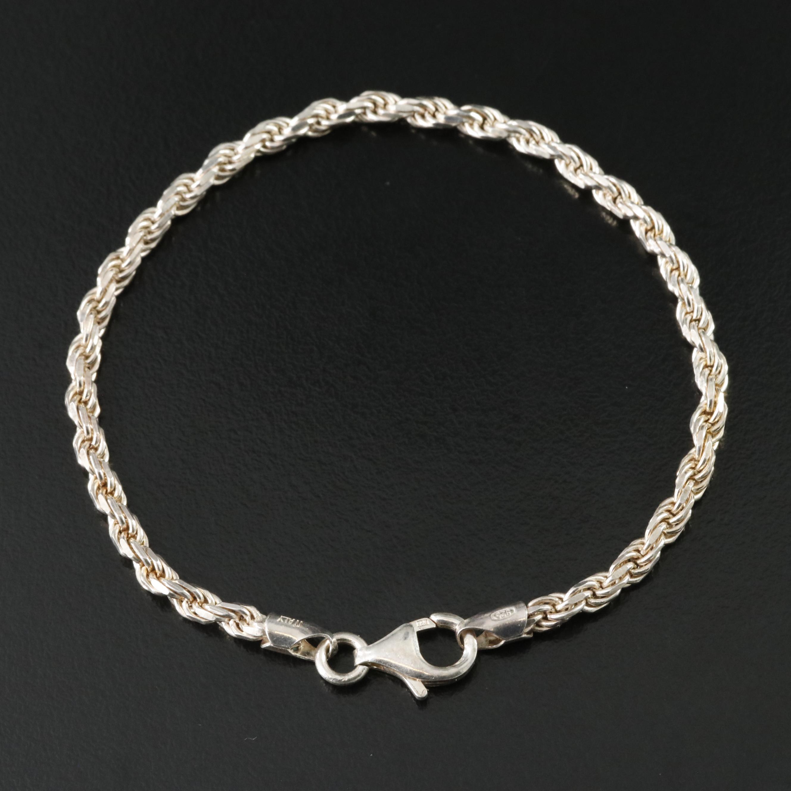 Sterling Rope Chain Bracelet
