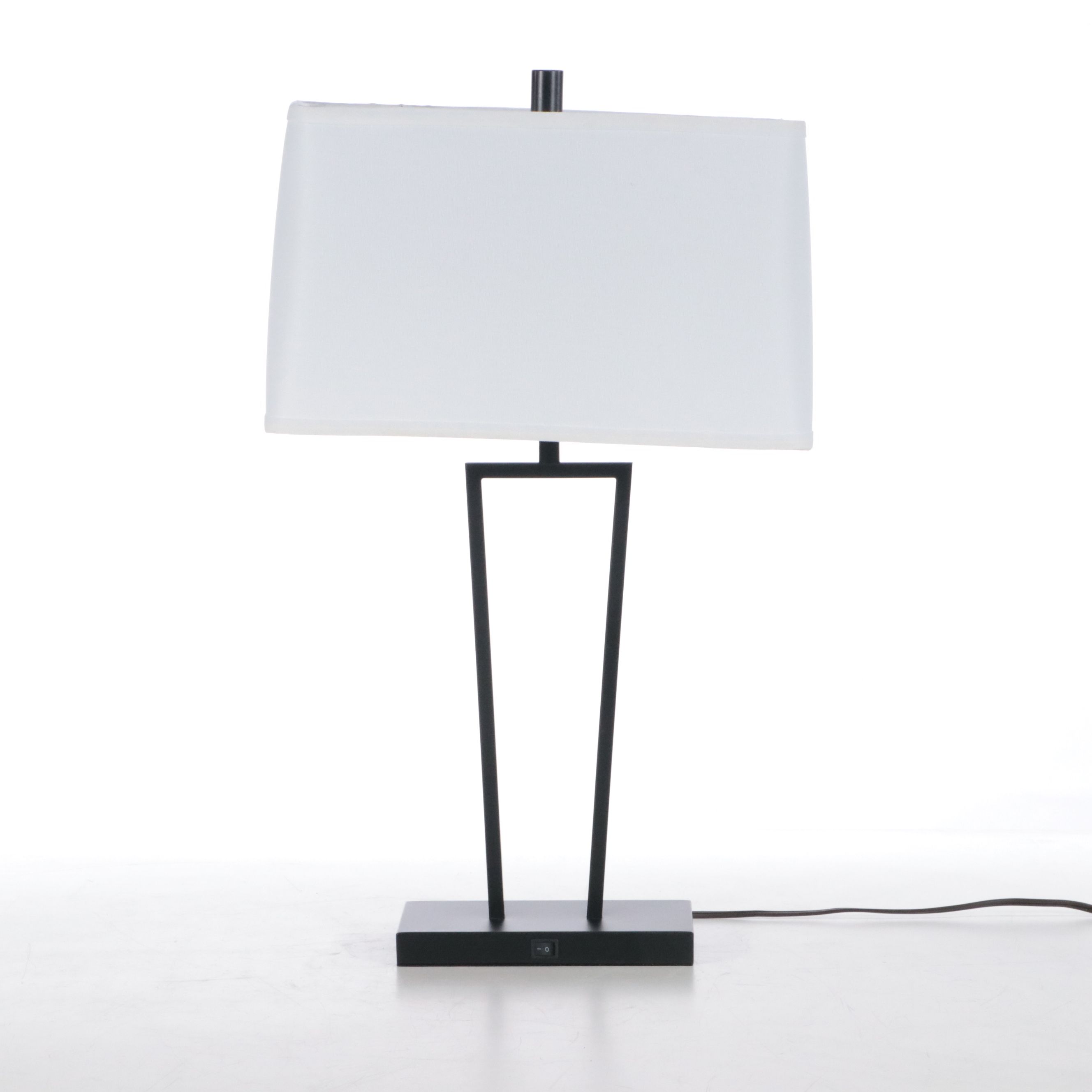 Pair of Cole Minimalist Metal Table Lamps with Rectangular Shades and USB Ports