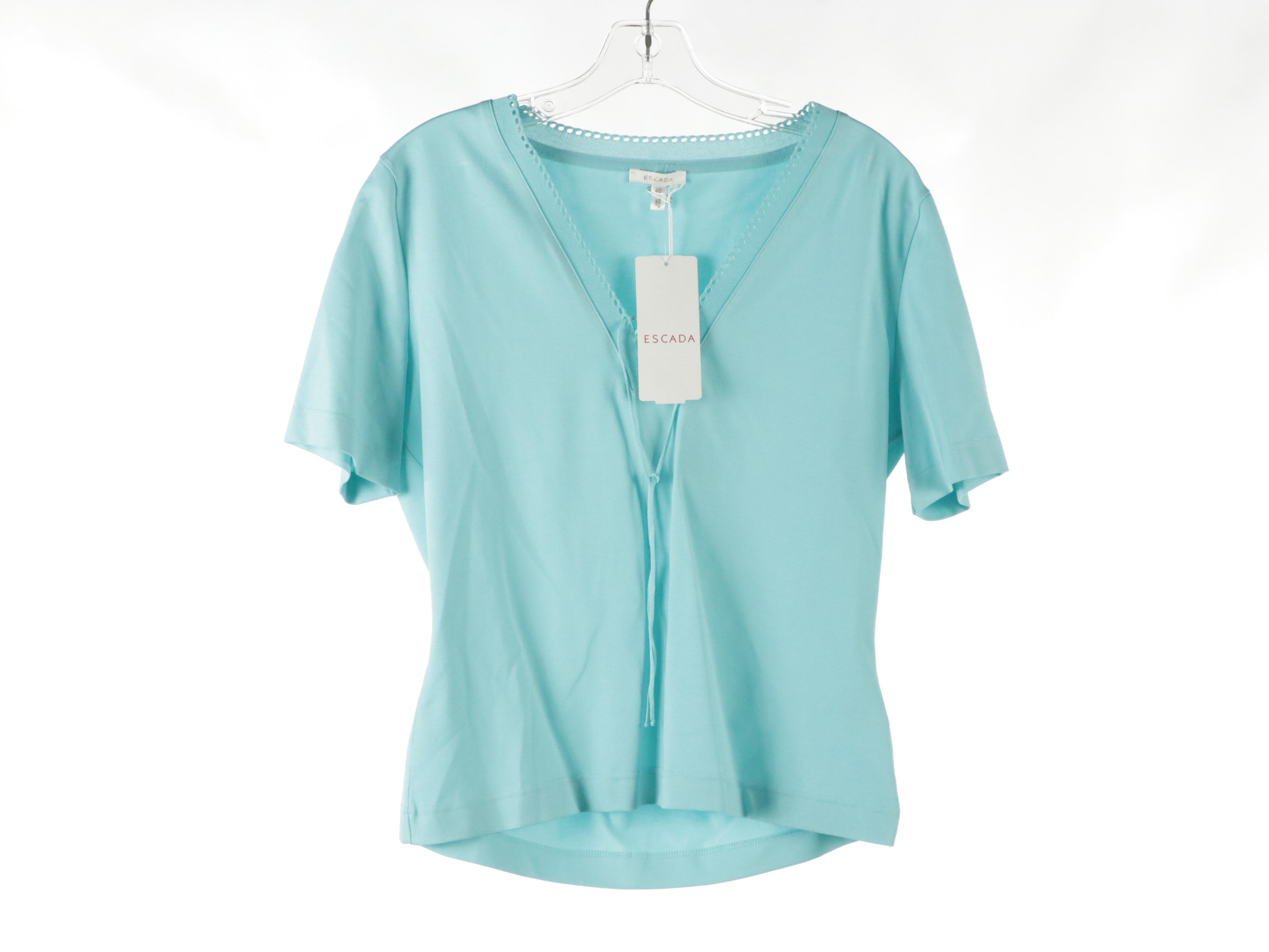 Escada Beaded/Embroidered Pullover Knit Sweater and Blouse with Short Sleeve Top