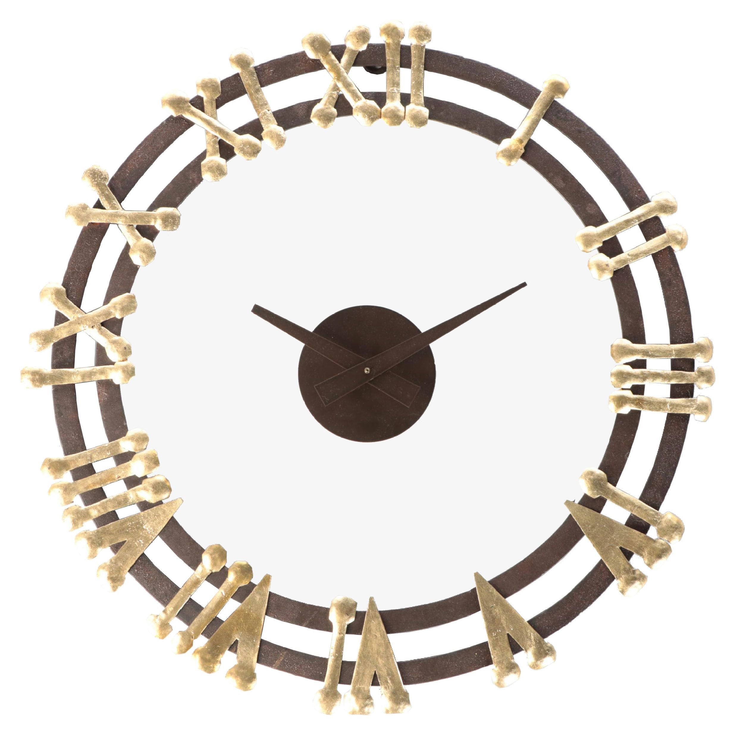 Neiman Marcus Brutalist Style Roman Numeral Metal Wall Clock