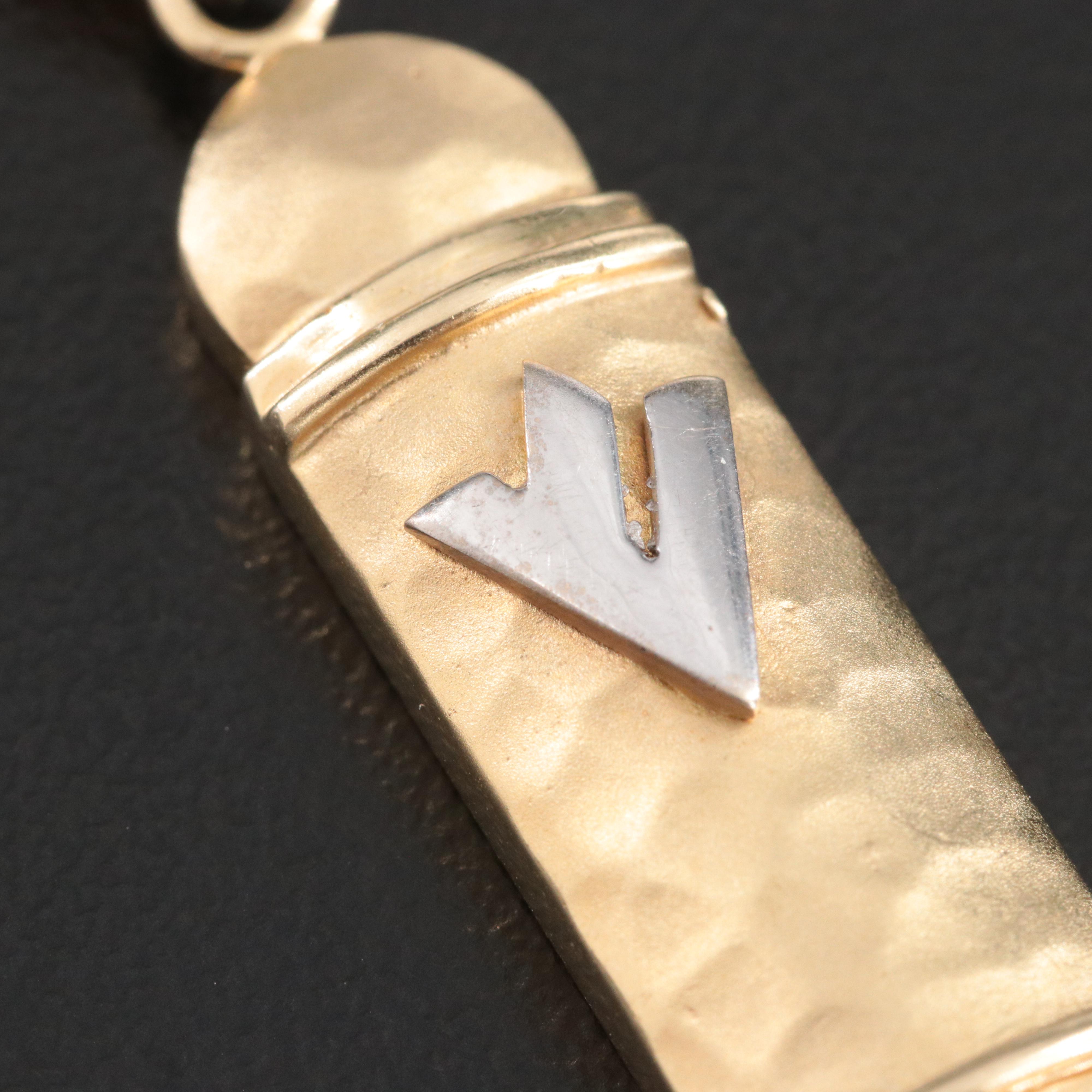 14K Two-Tone Mezuzah Pendant