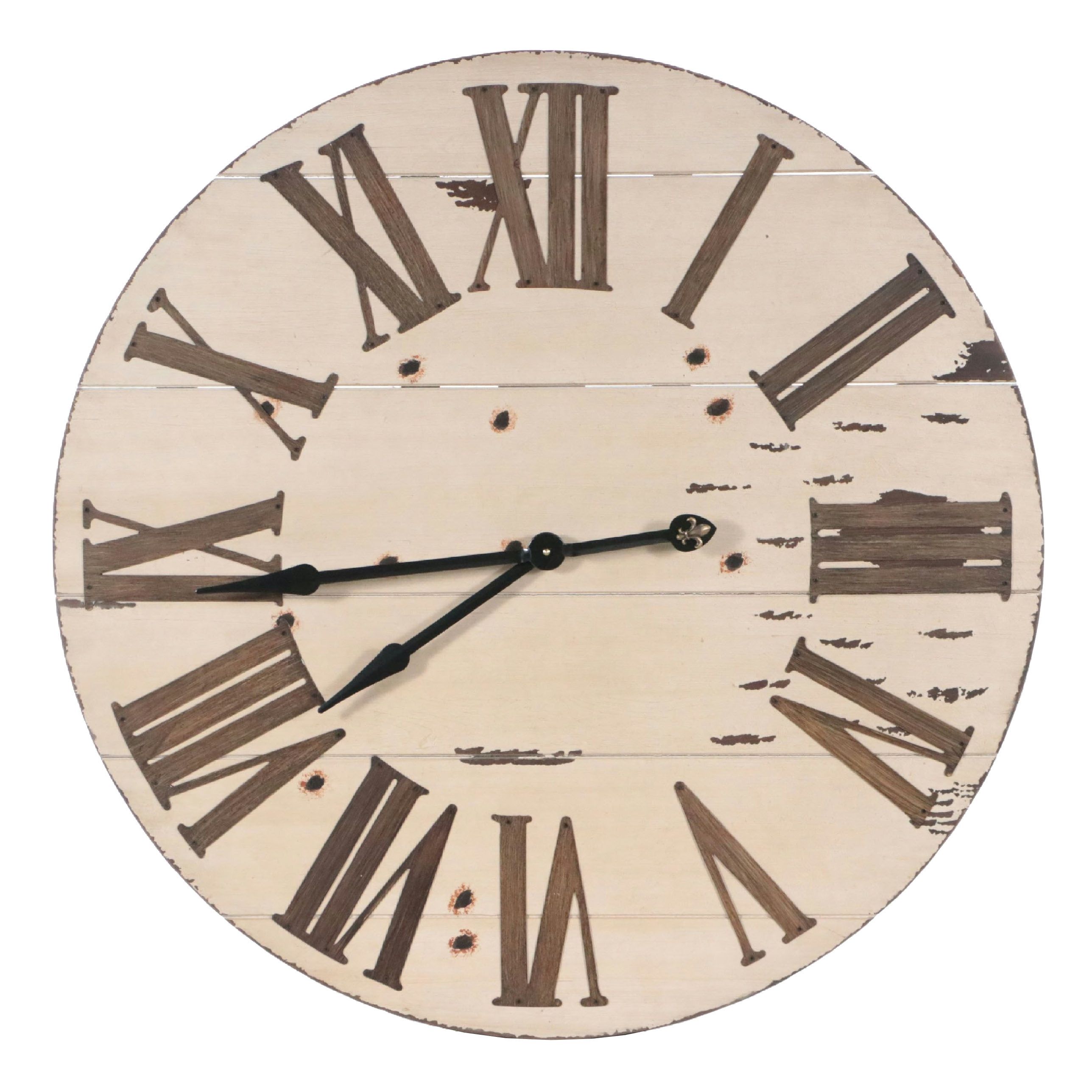 36" Ballard Designs "Lanier" Oversized Rustic Wood Wall Clock