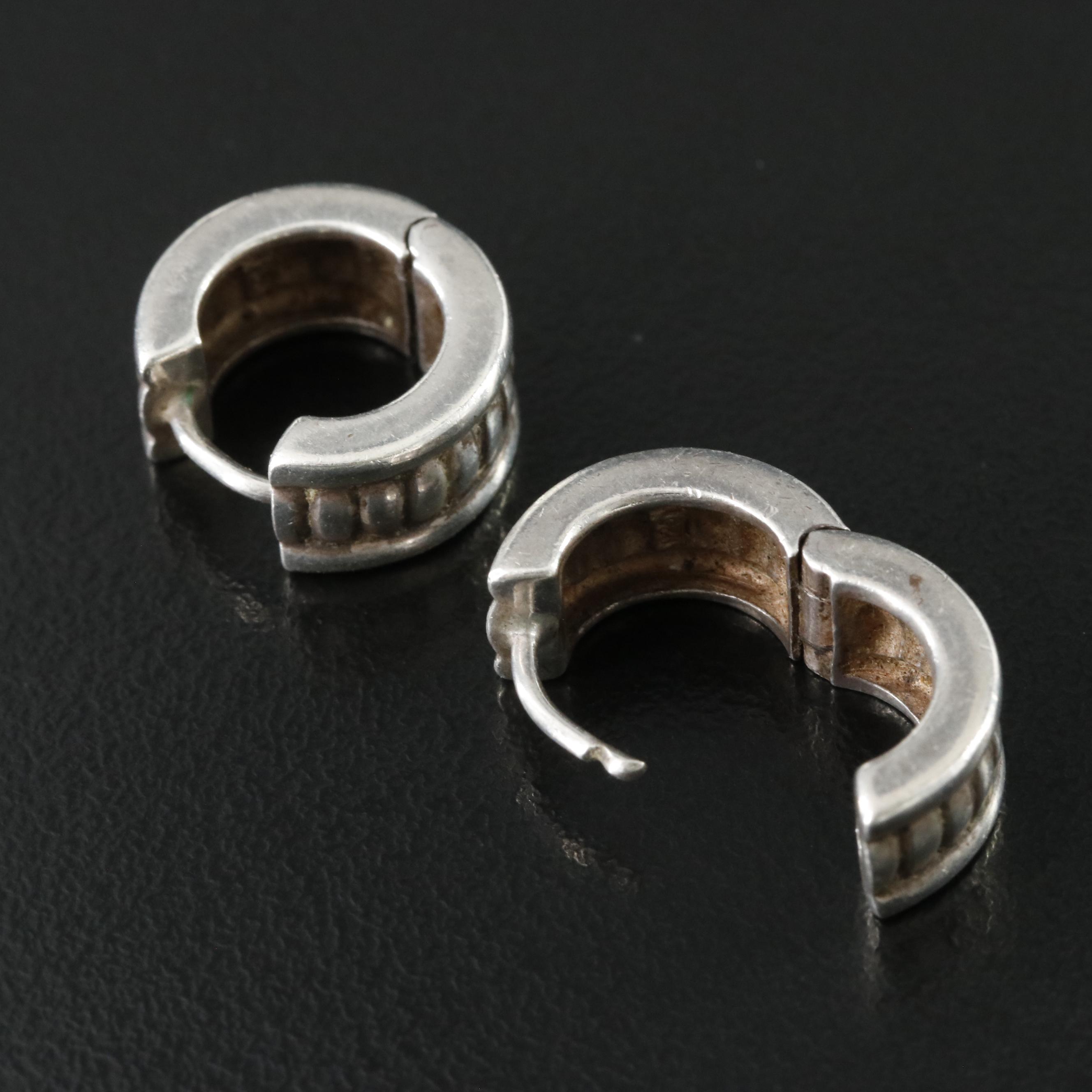Sterling Fluted Huggie Hoop Earrings