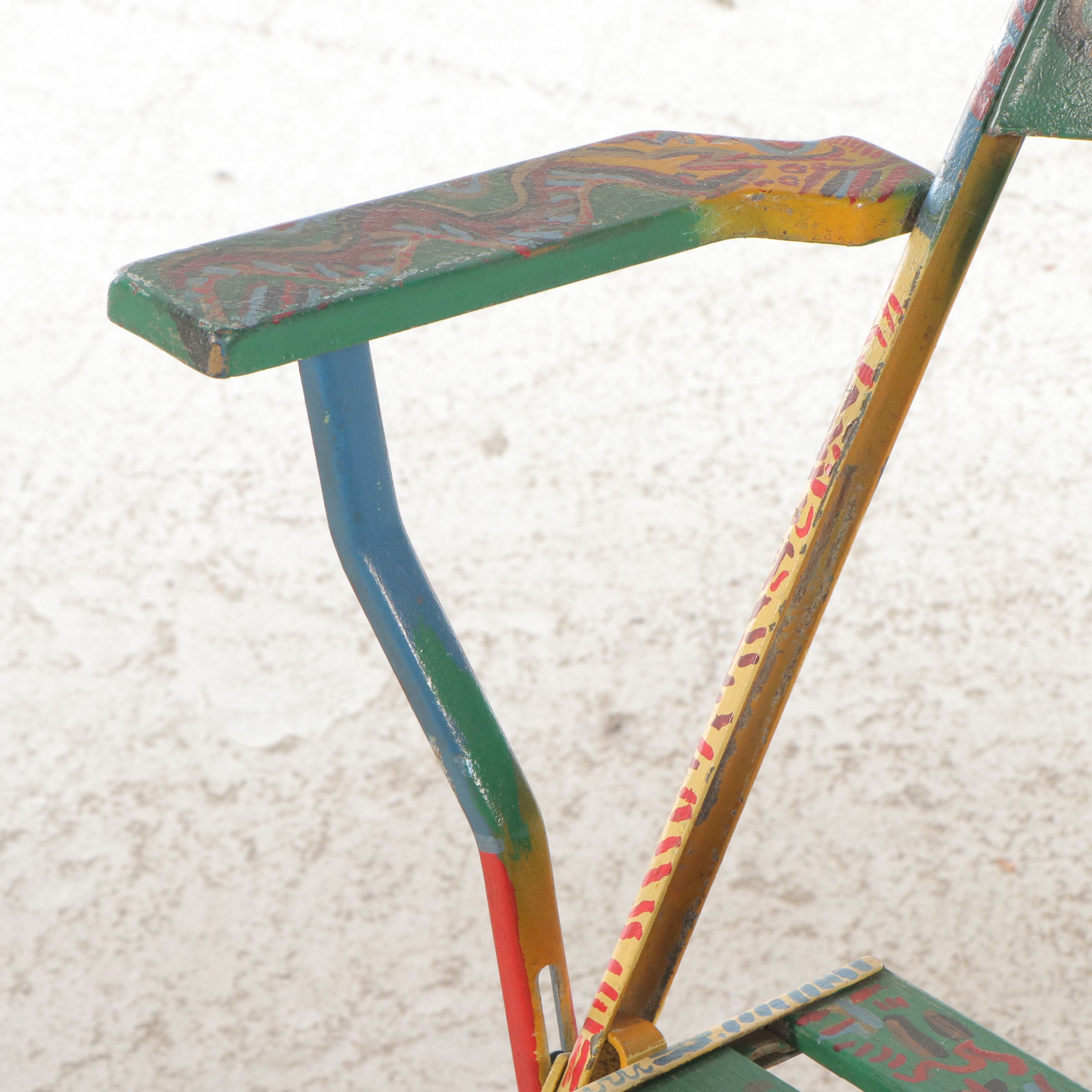 Set of Four Hand-Painted Folding Chairs, Late 20th Century