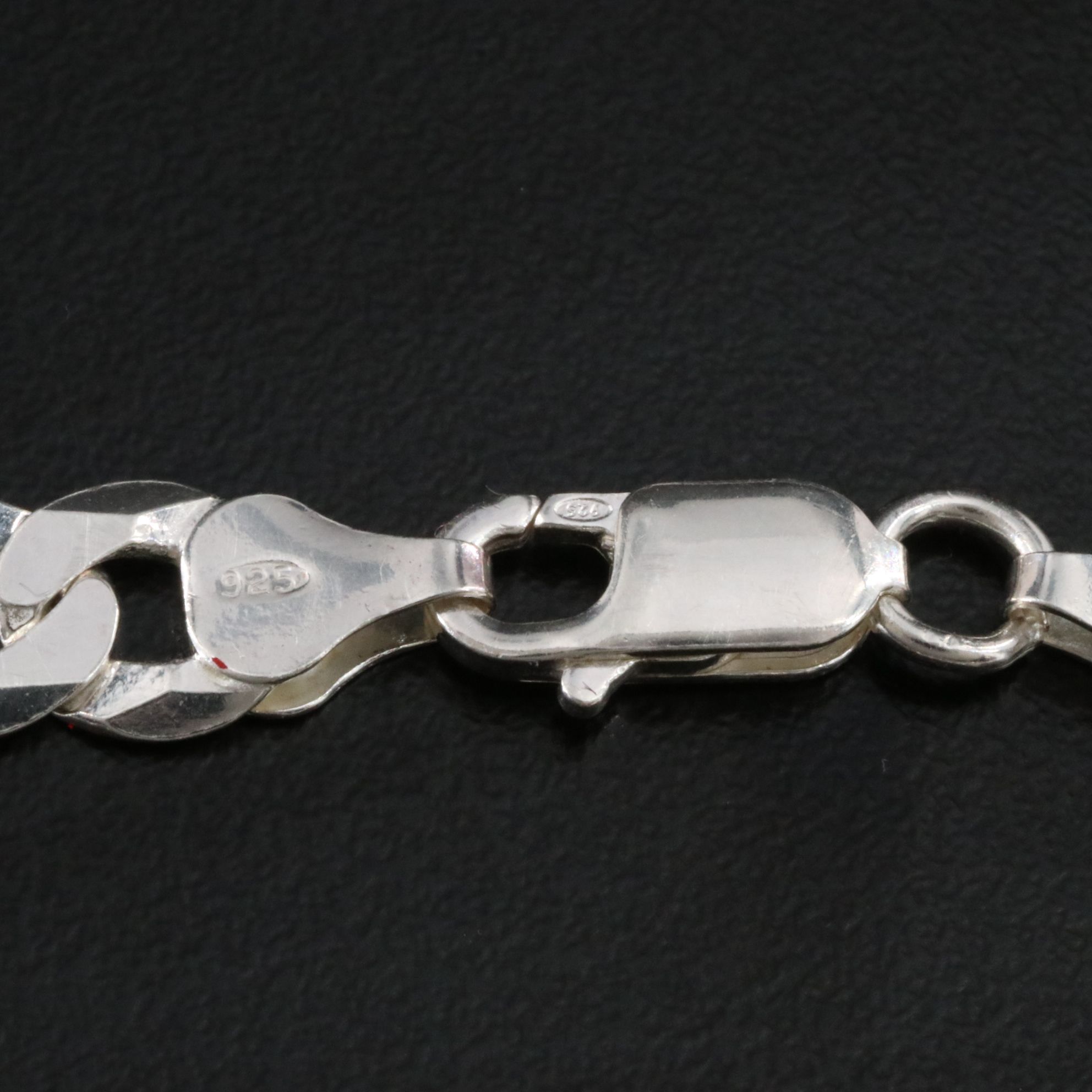 Sterling Diamond Cut Curb Chain Bracelet