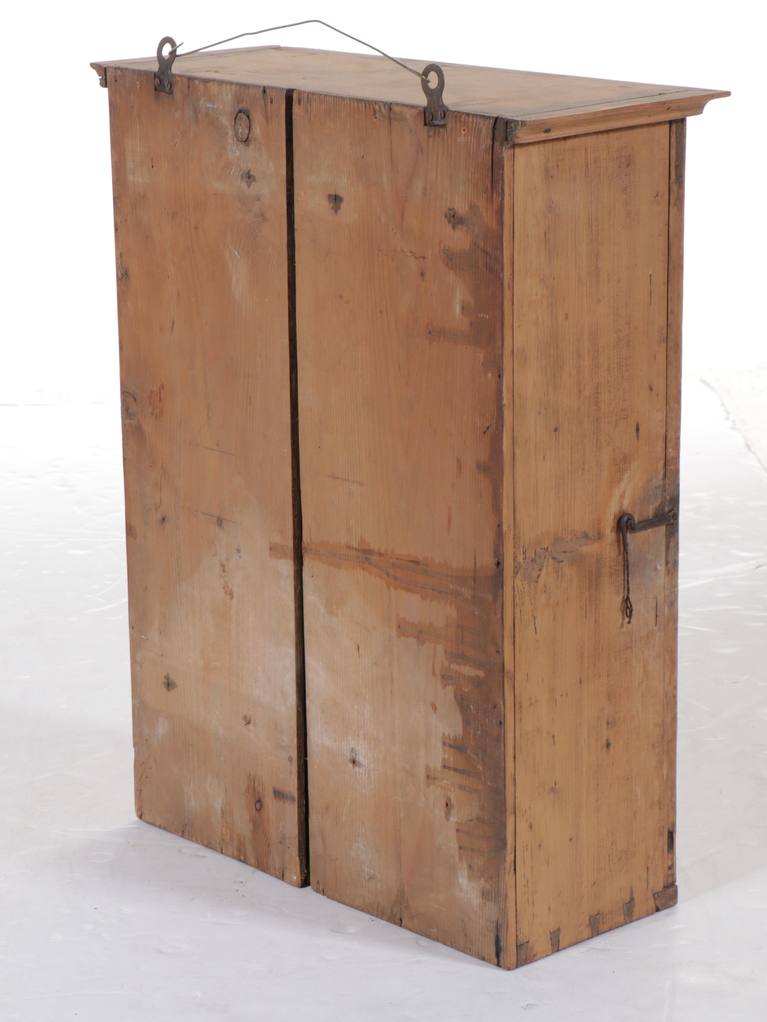 American Primitive Pine Wall Cupboard, 19th Century
