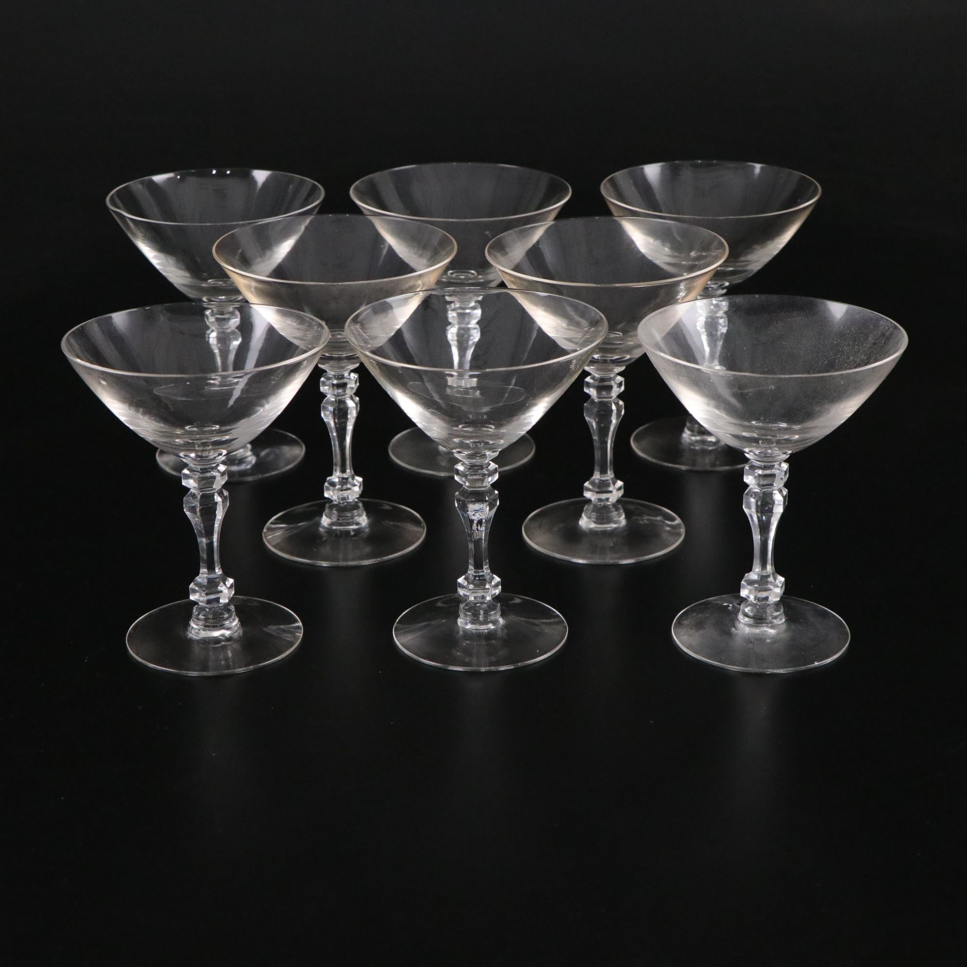 Val St. Lambert Crystal Bowl with Tiffin-Franciscan "Montclair" Cocktail Stems