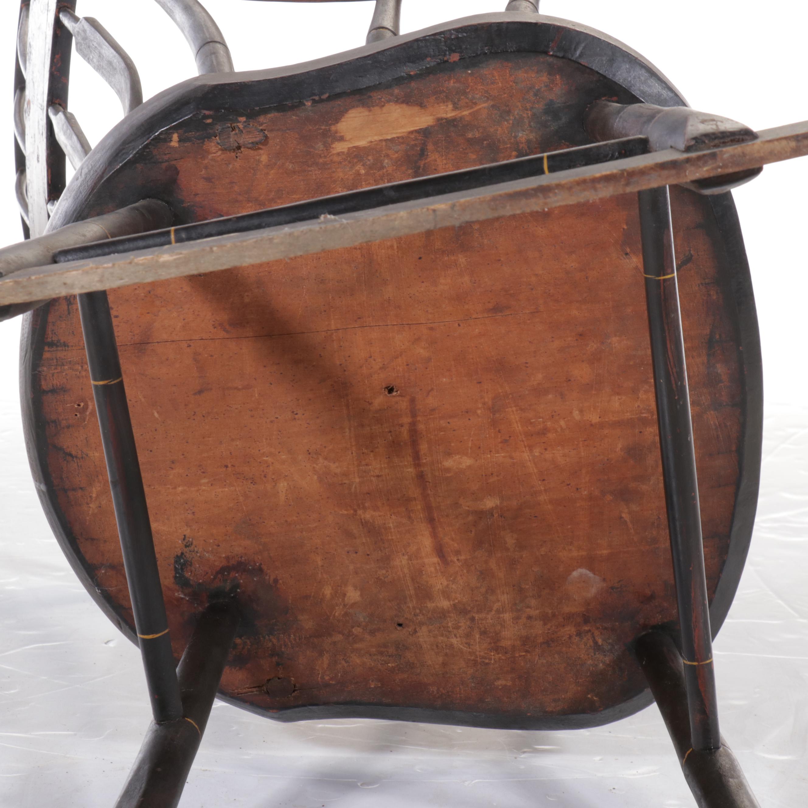 American Black Painted and Stenciled Rocking Chair, Boston or Hitchcock Style