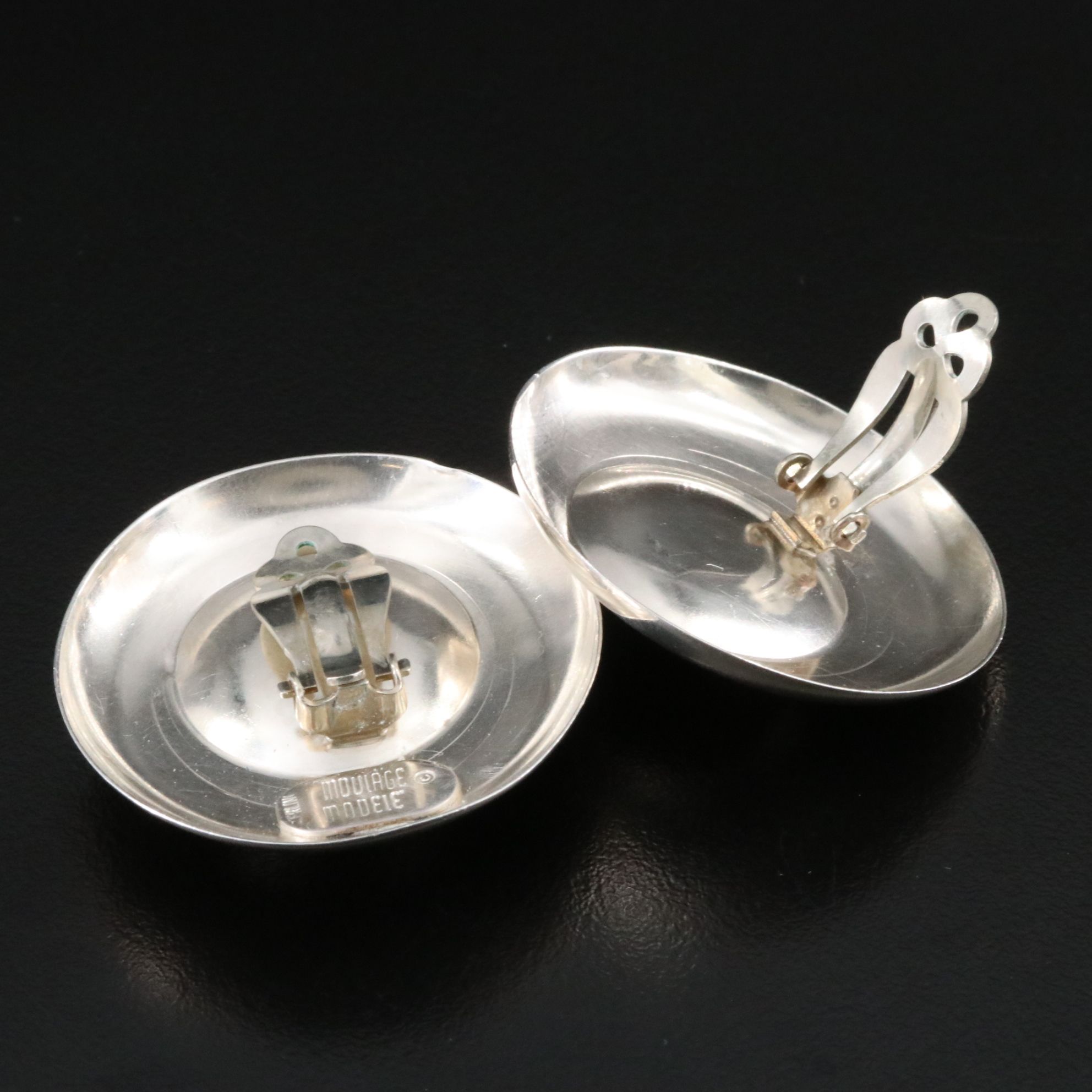 Moulage Modele Sterling Red Jasper Clip Earrings