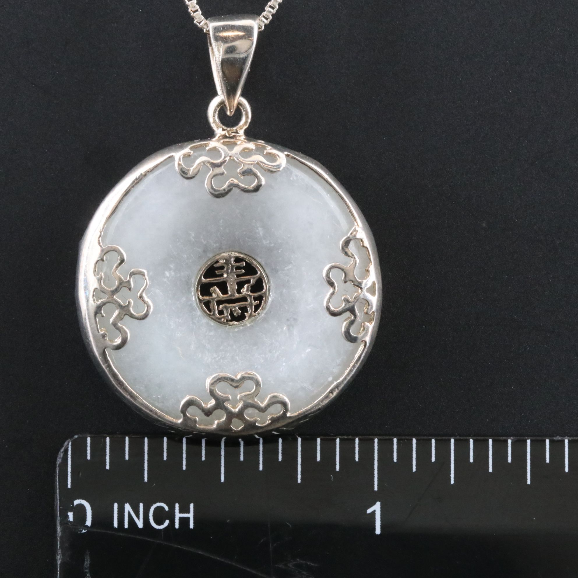 Sterling Jadeite Bi Pendant Necklace