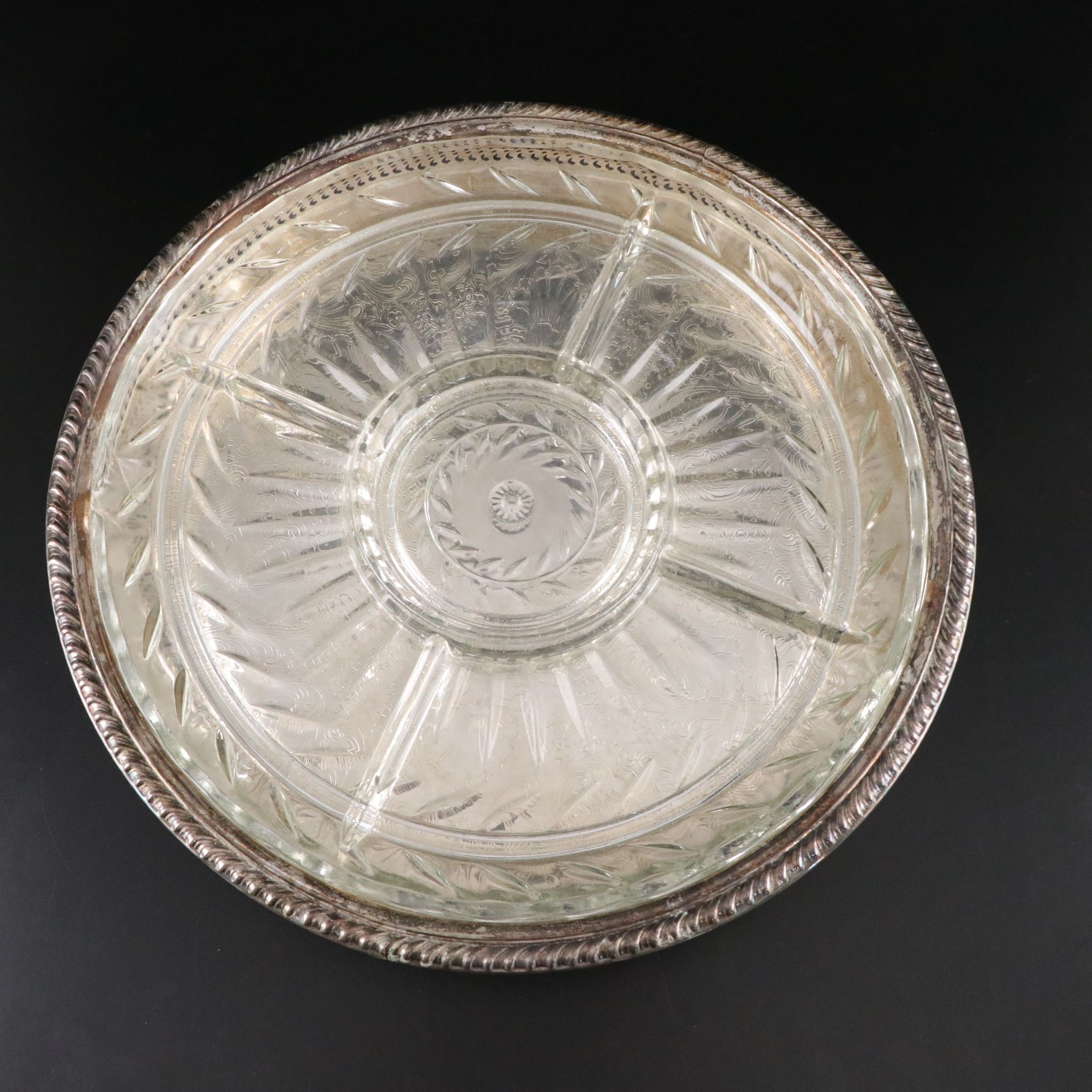 Wm. Rogers Silverplate Lazy Susan Tray & Bowl