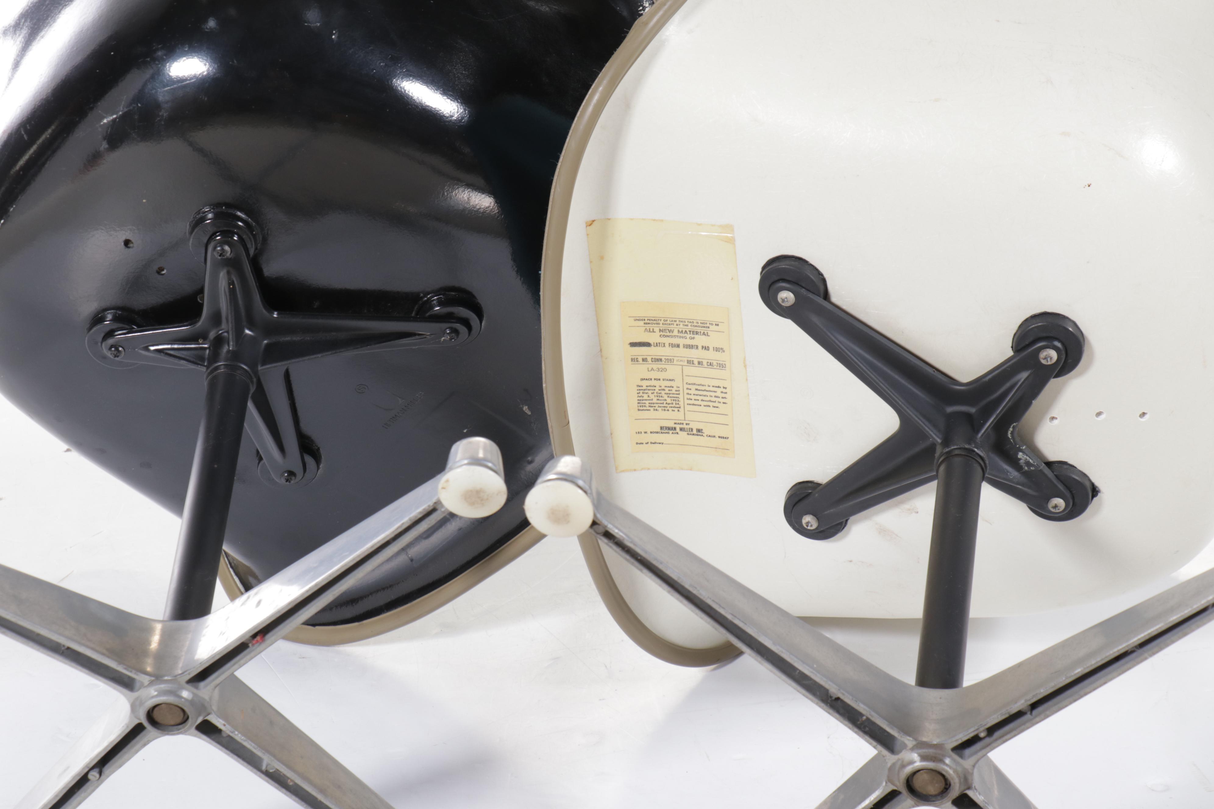 Pair of Charles and Ray Eames for Herman Miller PAC Fiberglass Shell Chairs