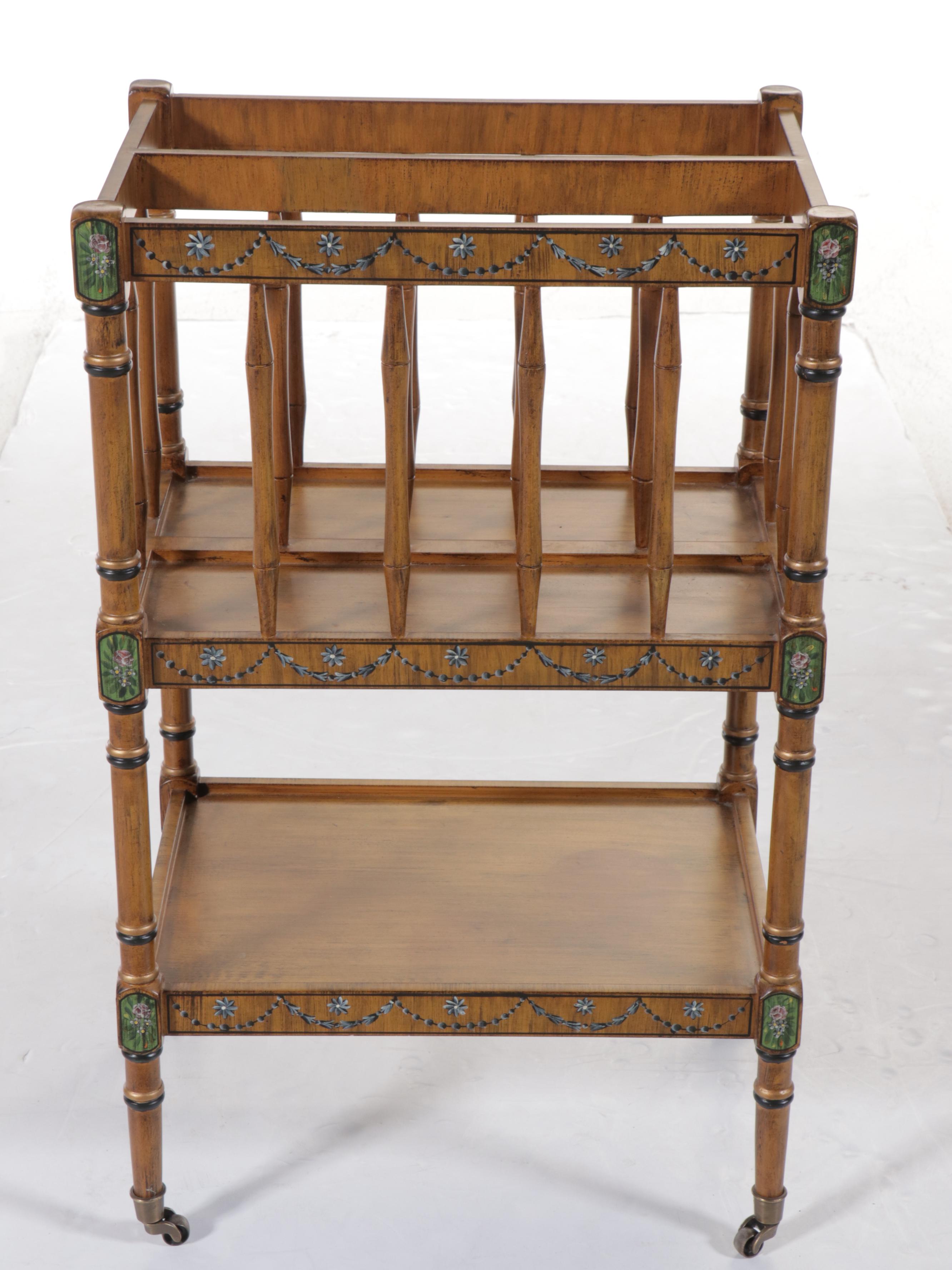 Regency Style Paint-Decorated Wood Magazine Rack, 1930s