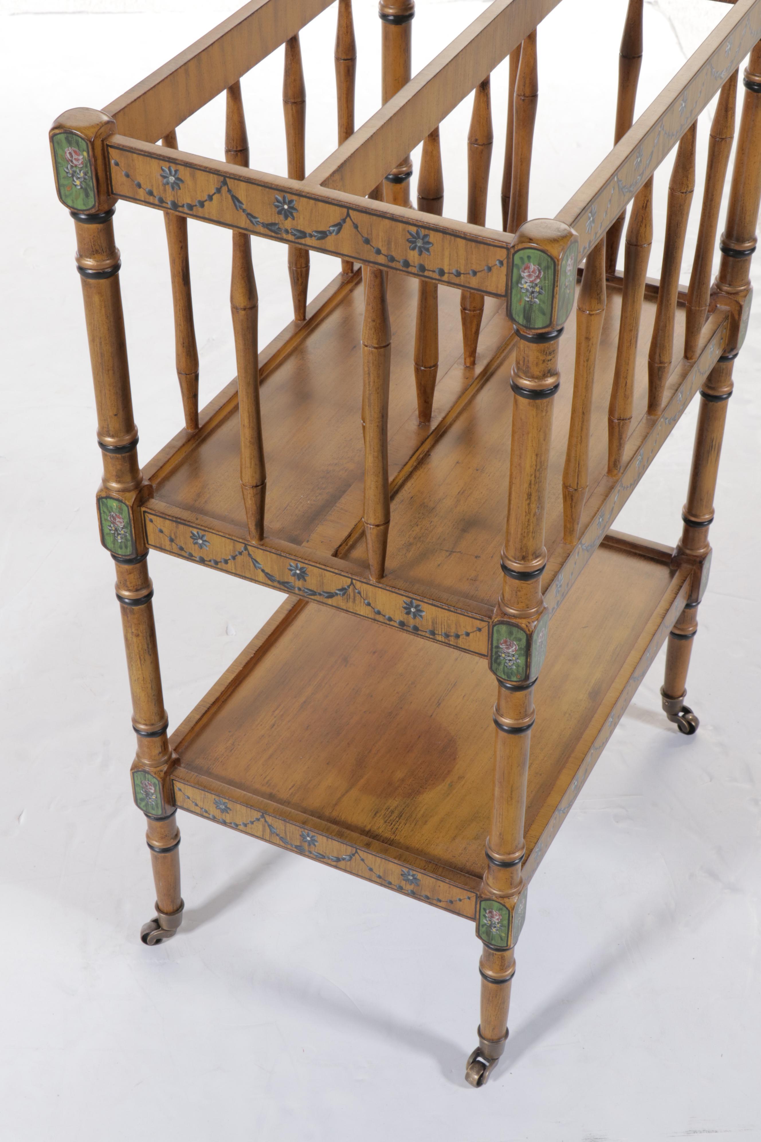 Regency Style Paint-Decorated Wood Magazine Rack, 1930s