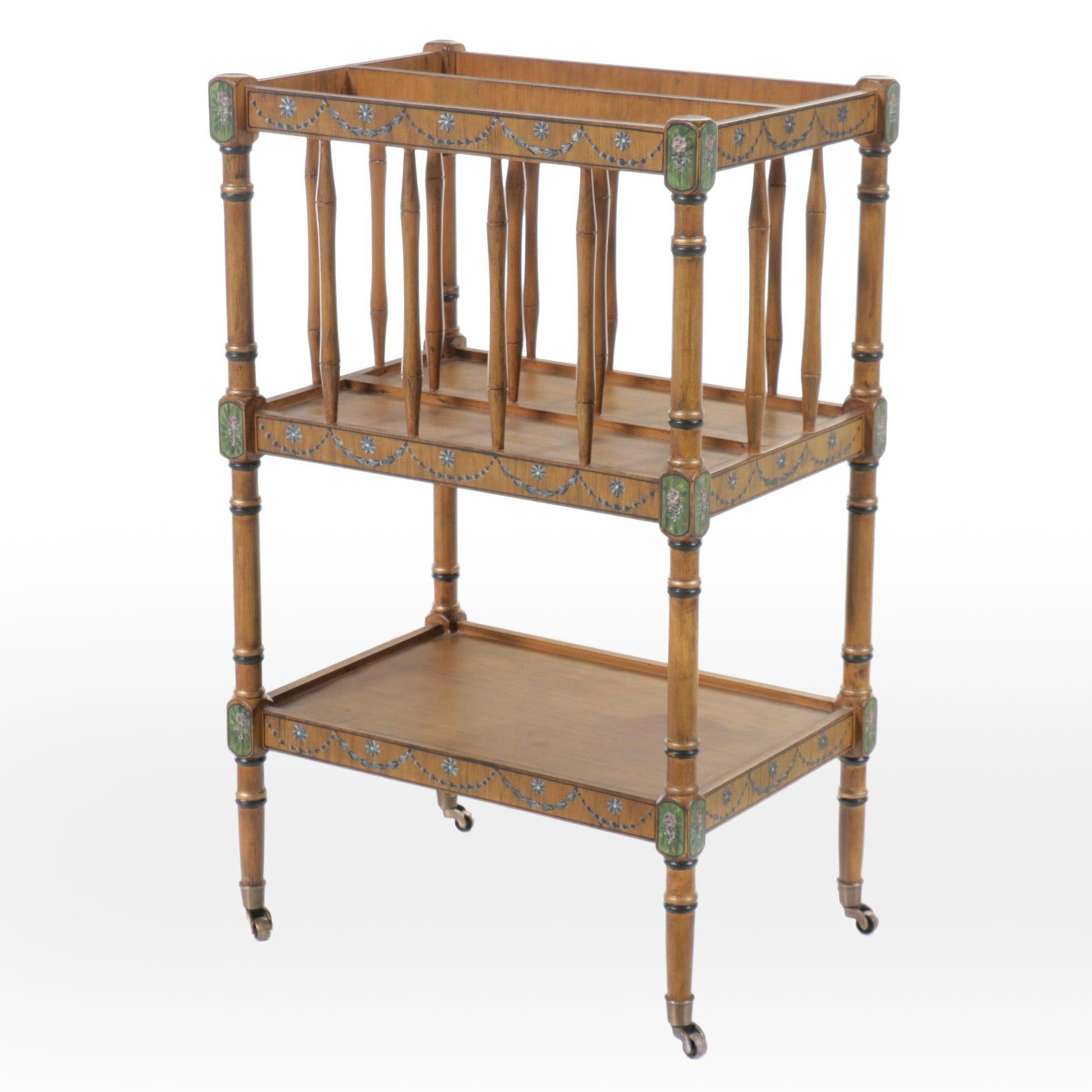 Regency Style Paint-Decorated Wood Magazine Rack, 1930s