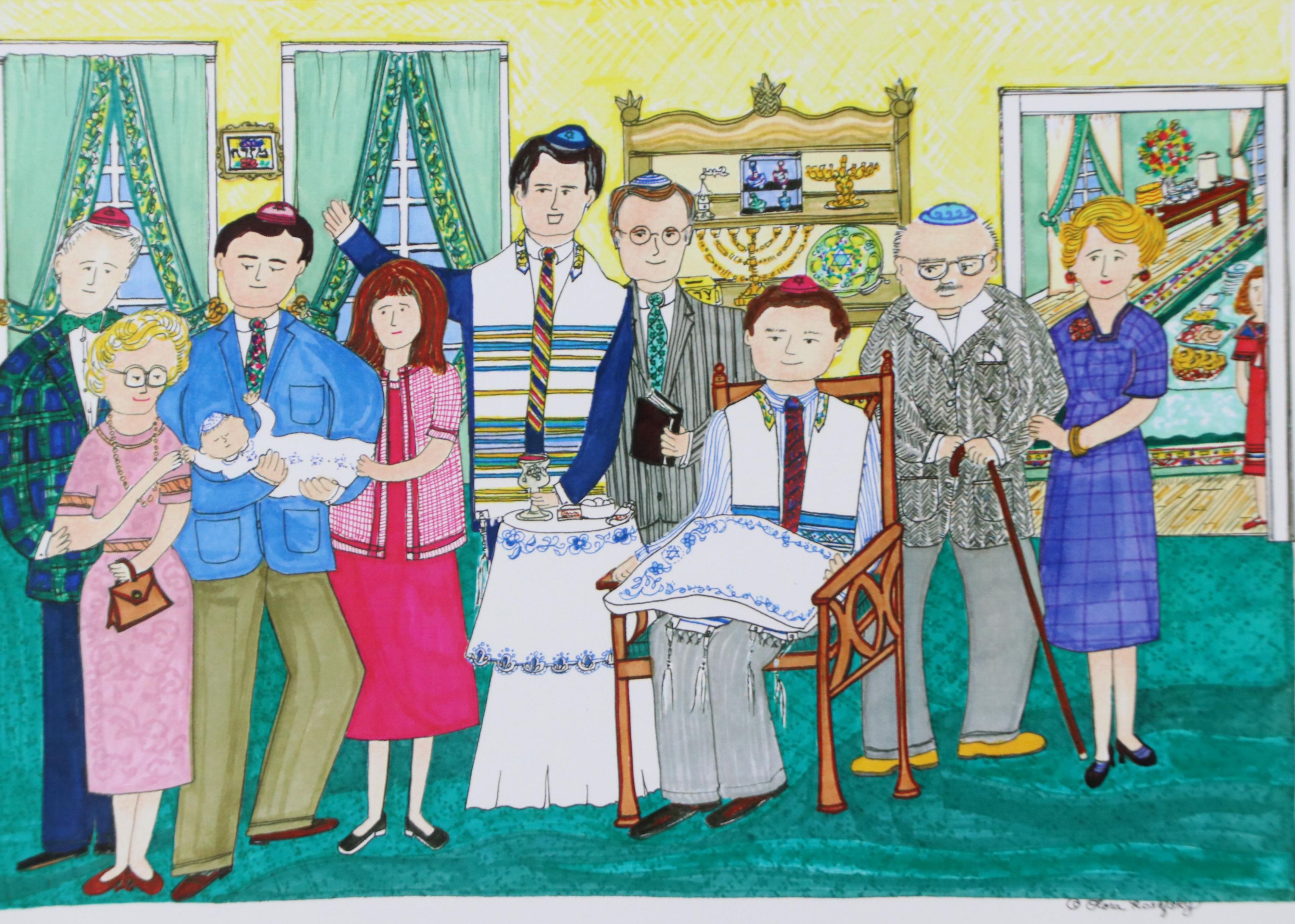 Flora Rosefsky Judaic Photomechanical Print, Late 20th Century