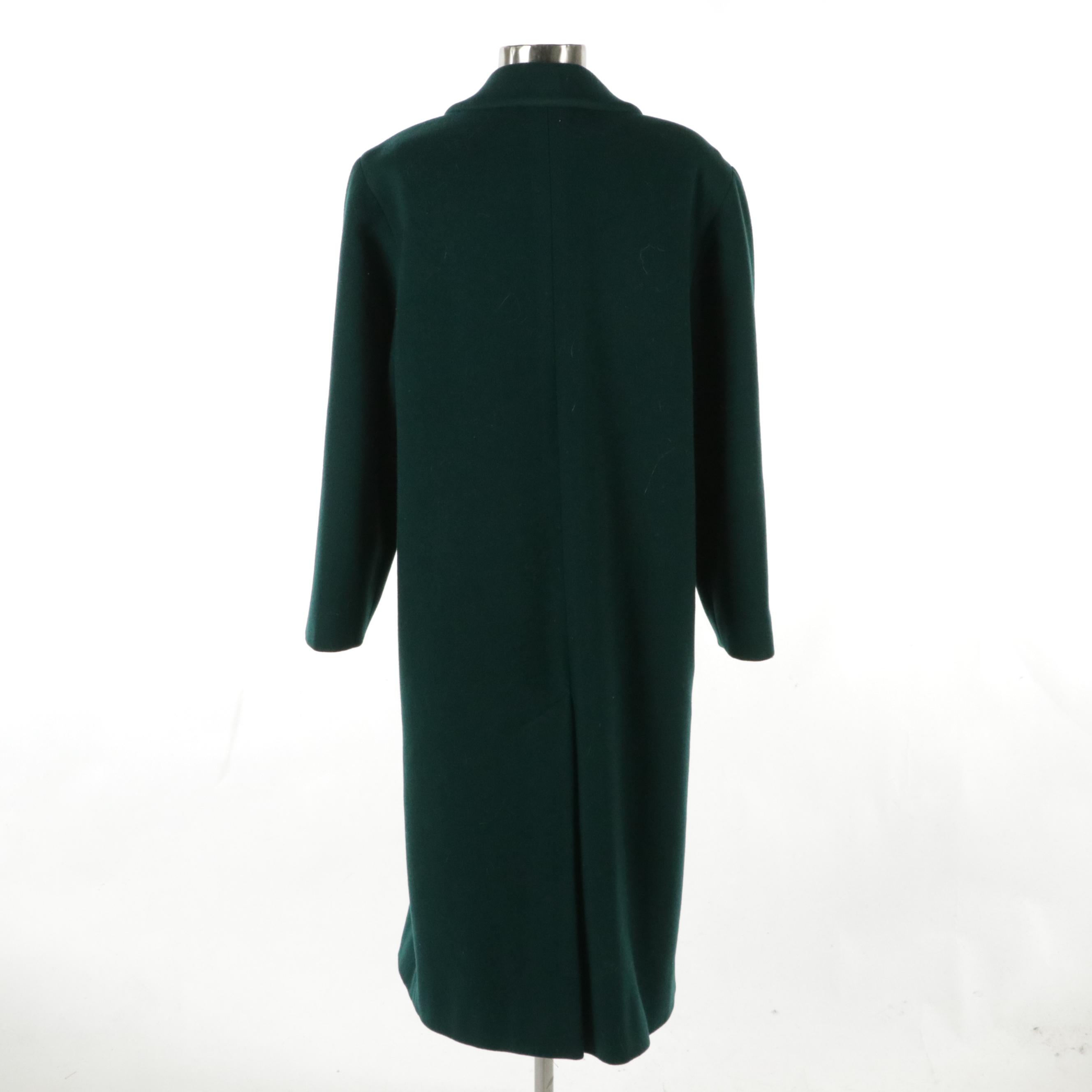 Christian Dior Emerald Green Wool Double-Breasted Mid-Length Coat, 1980s