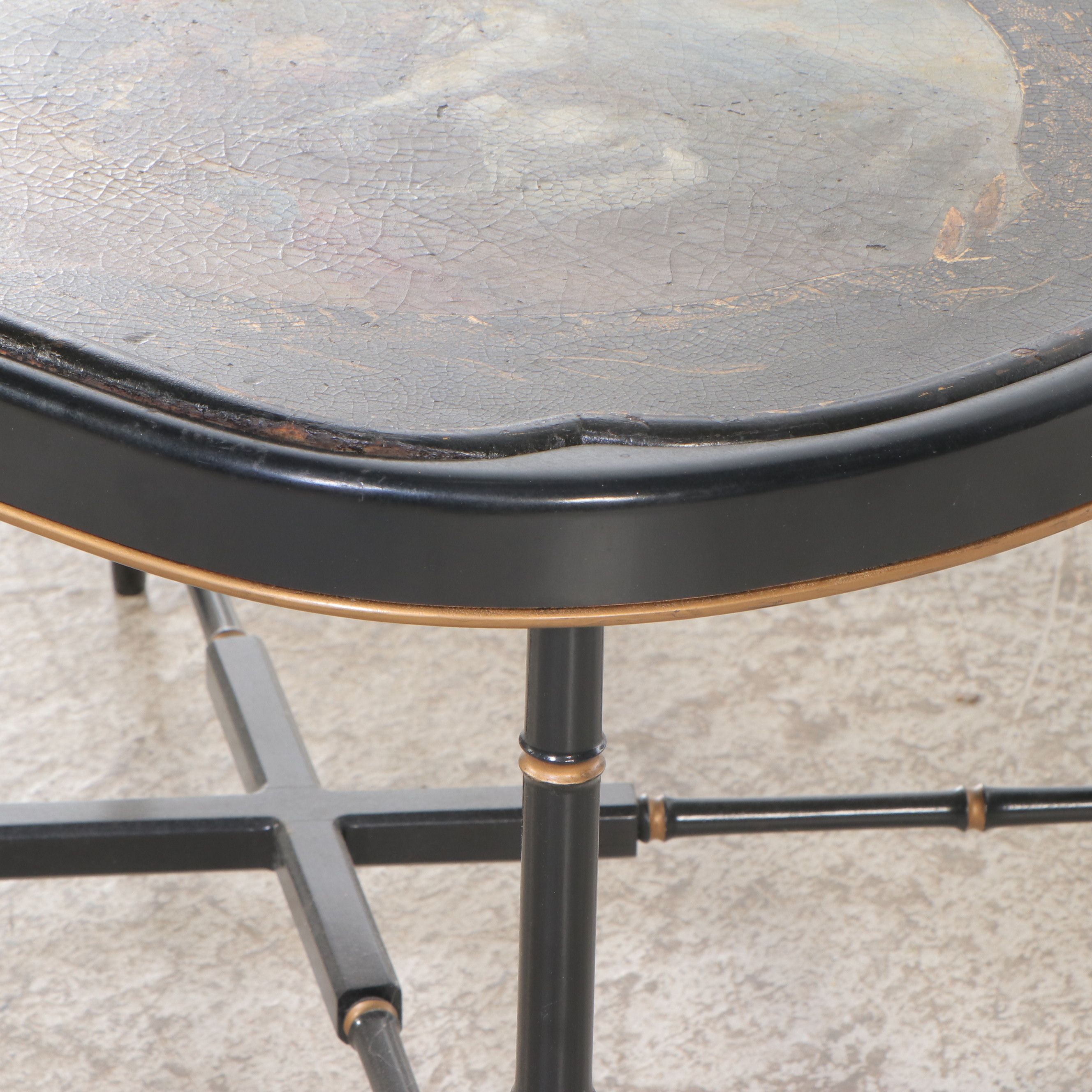 English Regency Style Parcel-Gilt and Paint-Decorated Wood Cocktail Table