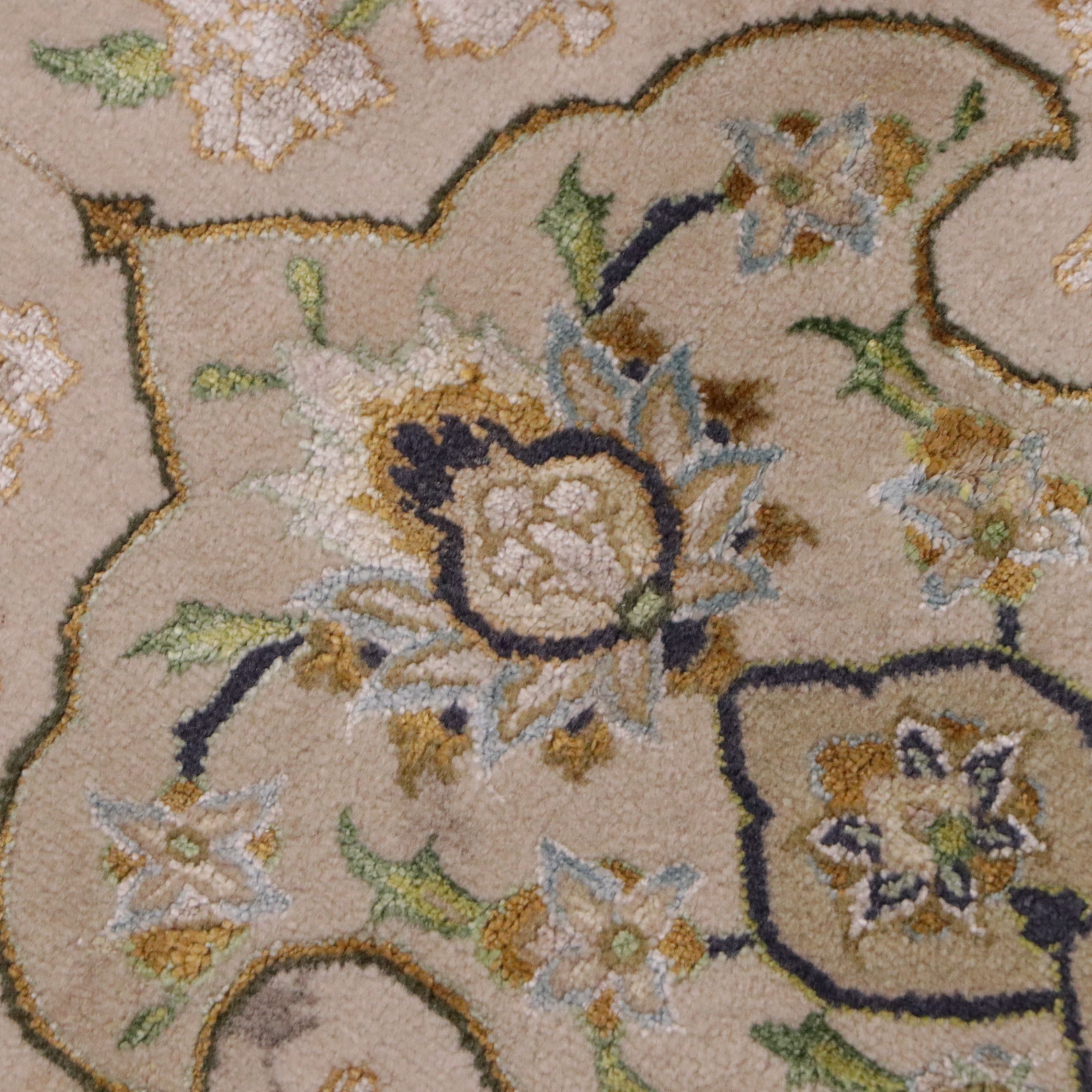 13'4 Round Hand-Knotted Persian Qom Silk Blend Area Rug