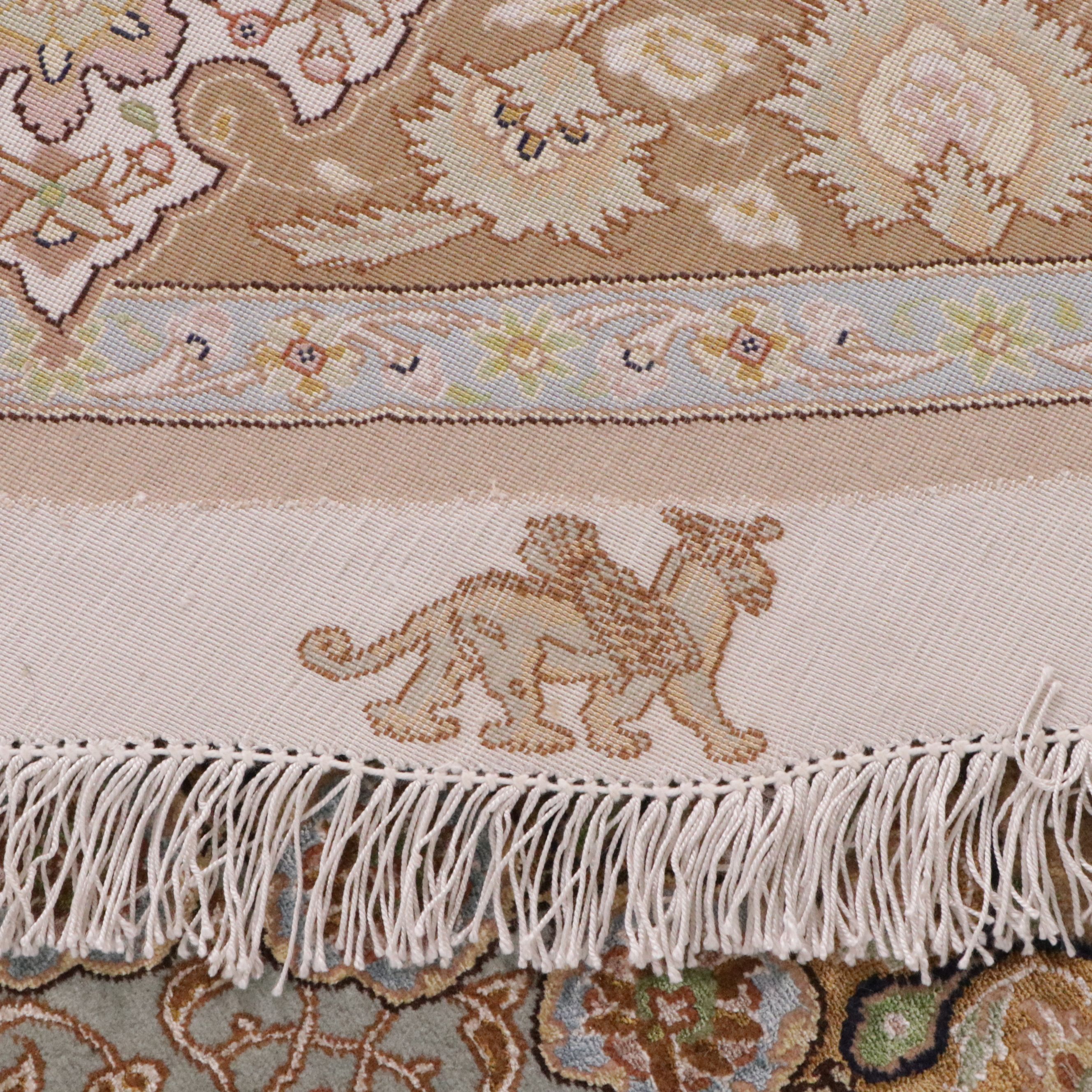 13'4 Round Hand-Knotted Persian Qom Silk Blend Area Rug