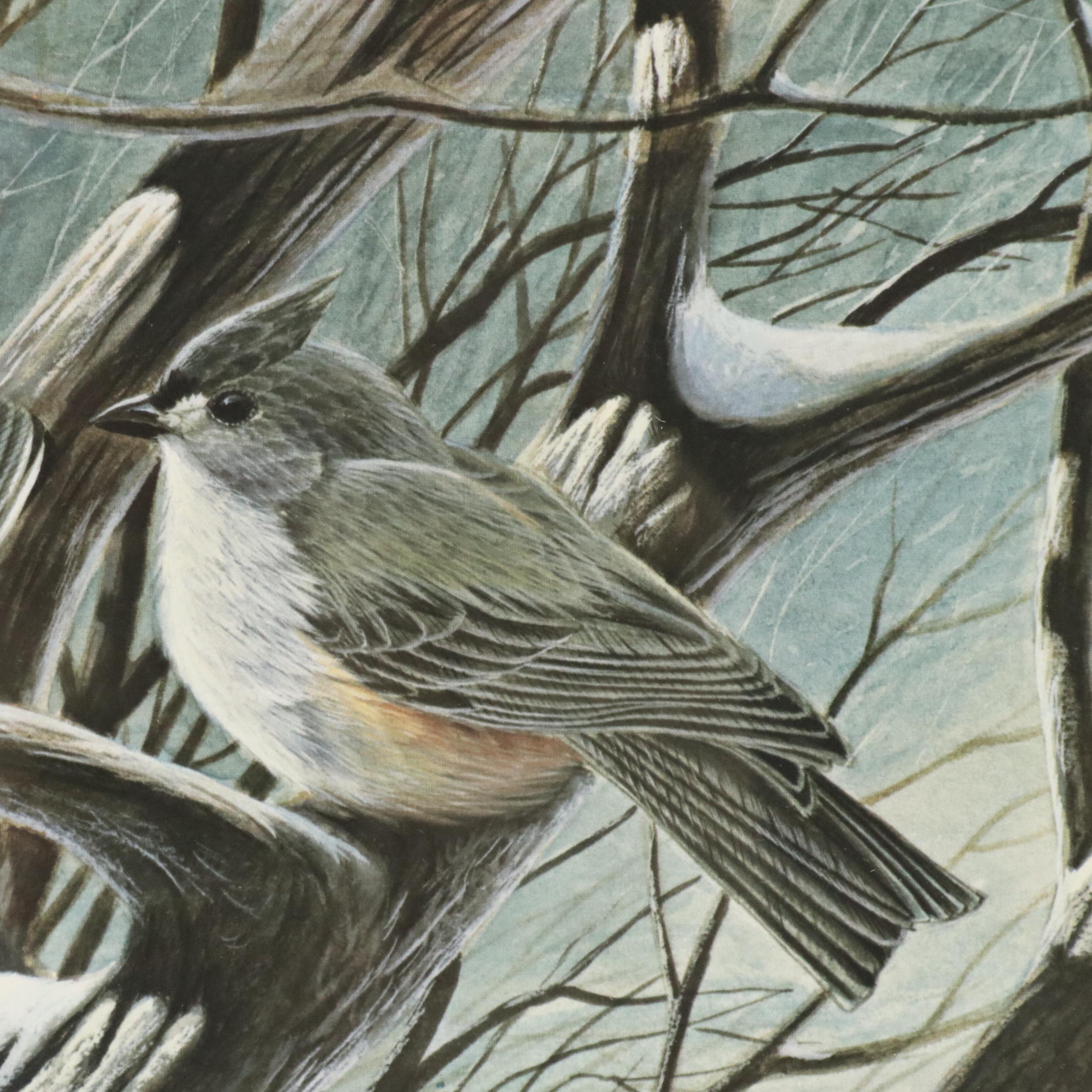 John Ruthven Limited Ed. Print "Winter Quartet," Late 20th Century