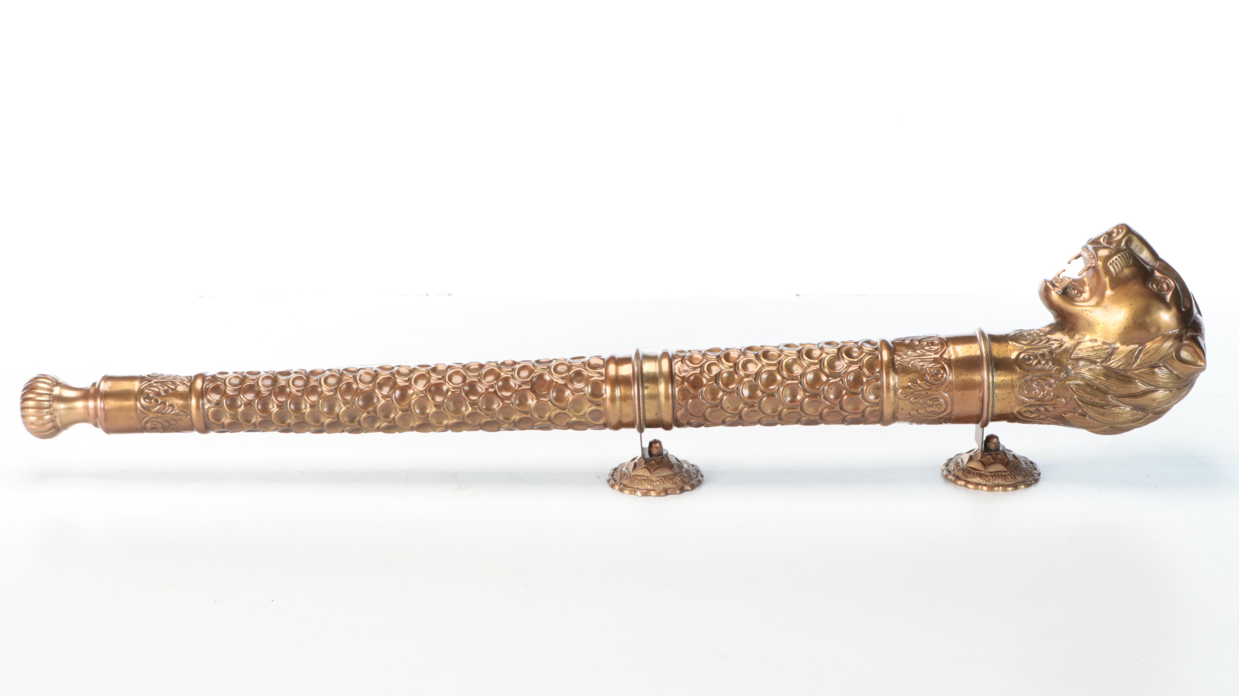 Lion's Head Brass Repoussé Door Handle